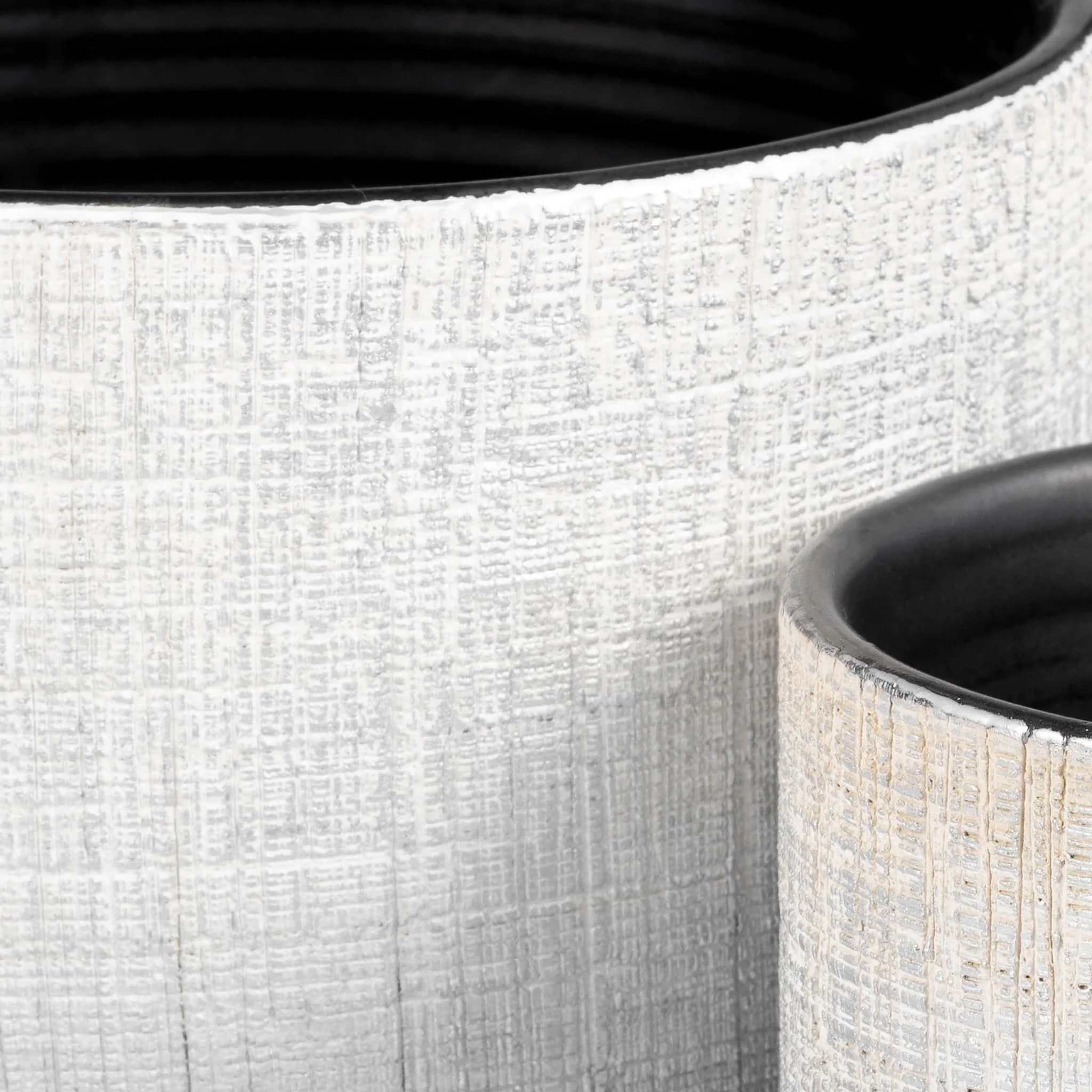 S/2 5/6" Textured Planter With Saucer, Silver - Image 4
