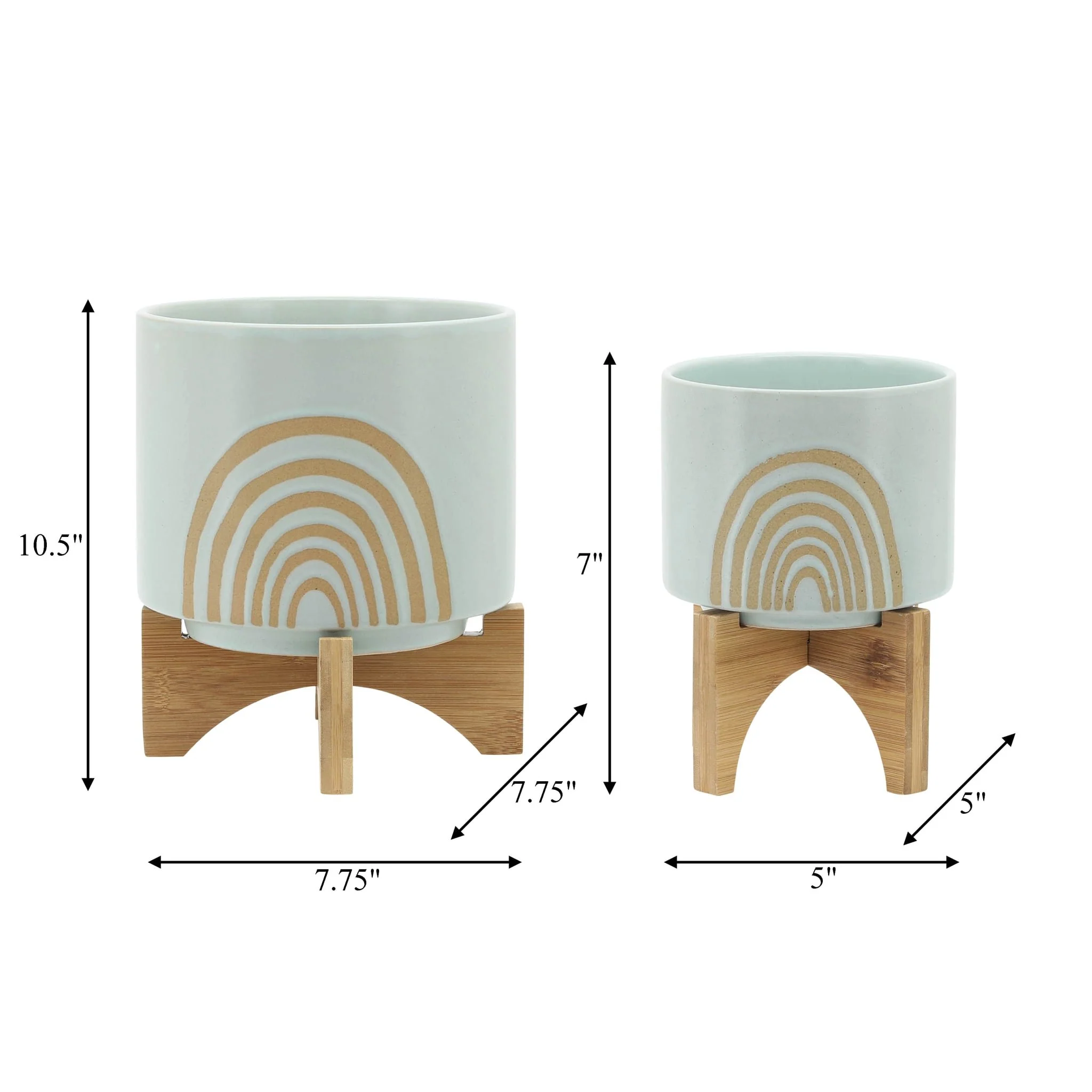 S/2 5/8" Arch Planter W/ Stand, Mint - Image 8