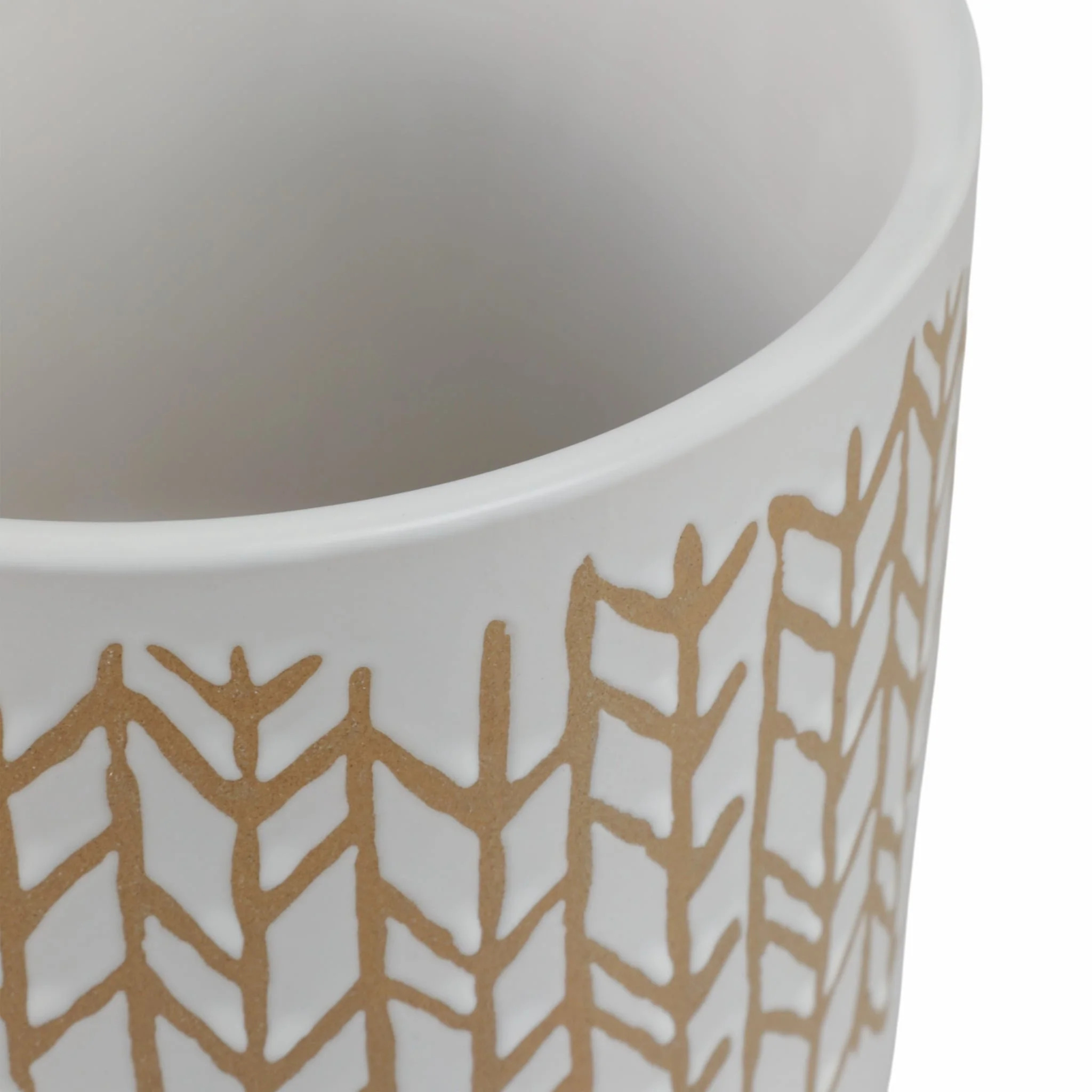 S/2 5/8" Chevron Planter W/ Wood Stand, Beige - Image 7