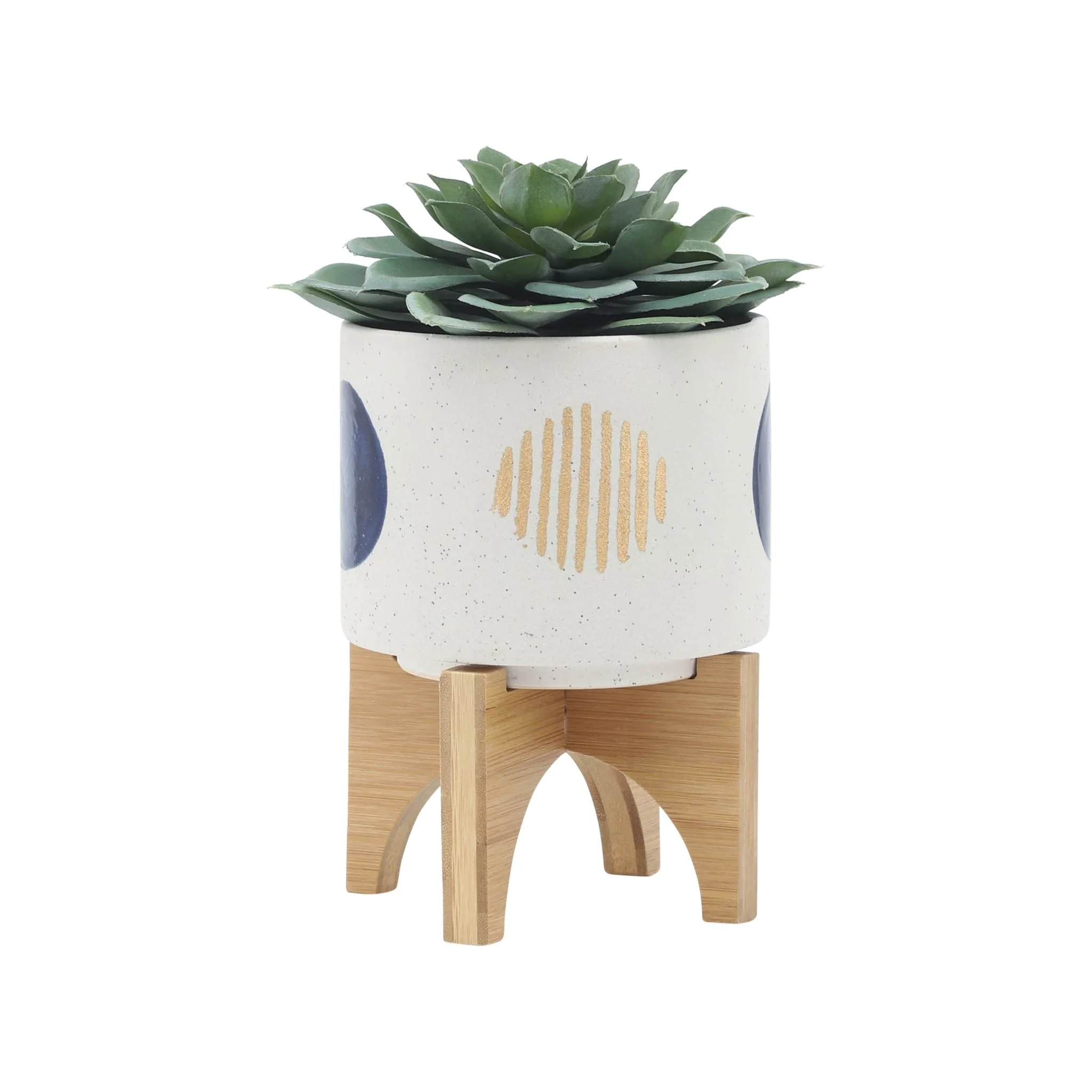 S/2 5/8" Funky Planter W/ Stand, White - Image 4