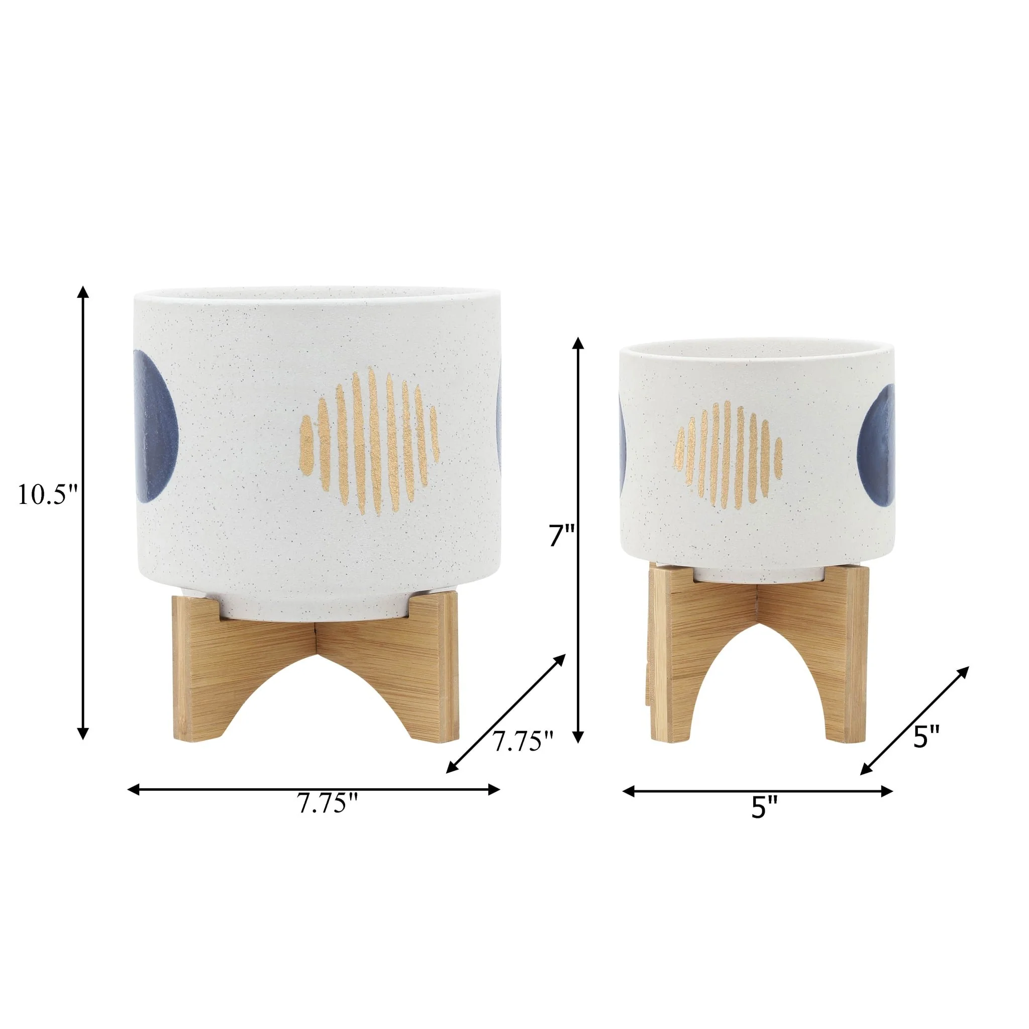 S/2 5/8" Funky Planter W/ Stand, White - Image 8