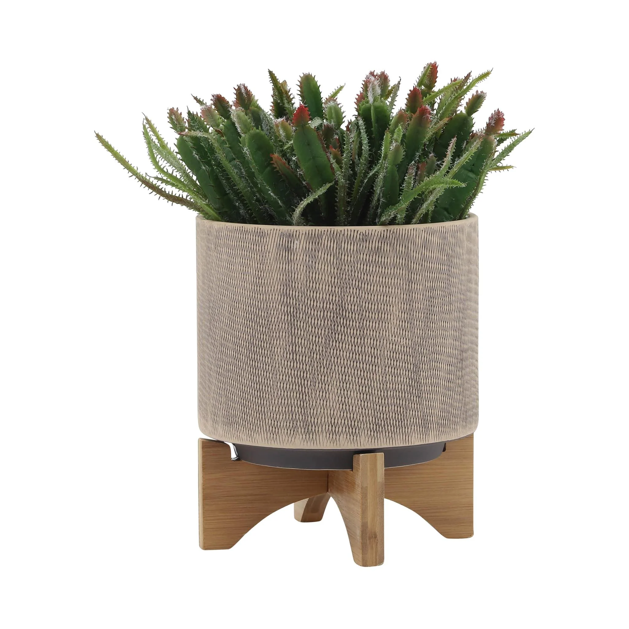S/2 5/8" Mesh Planter W/ Stand, Tan - Image 4