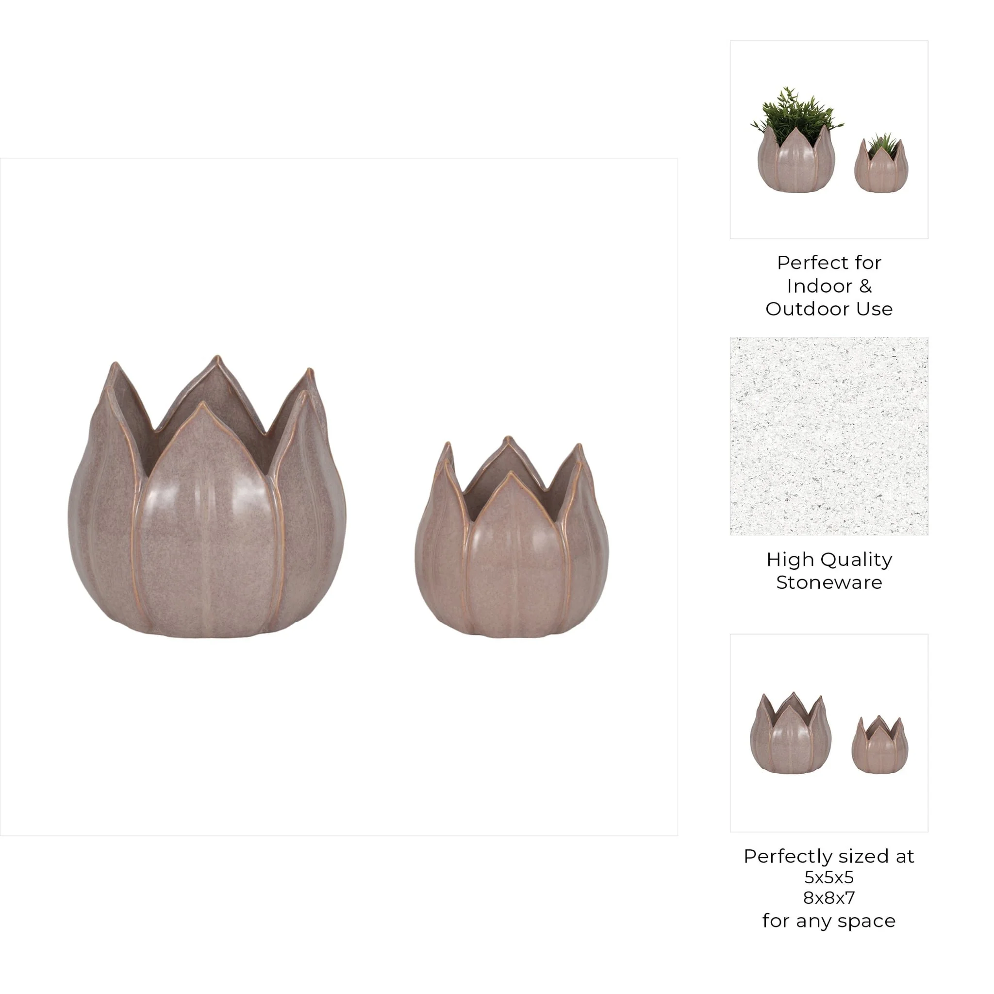 S/2 5/8" Petal Planters, Lavender - Image 3