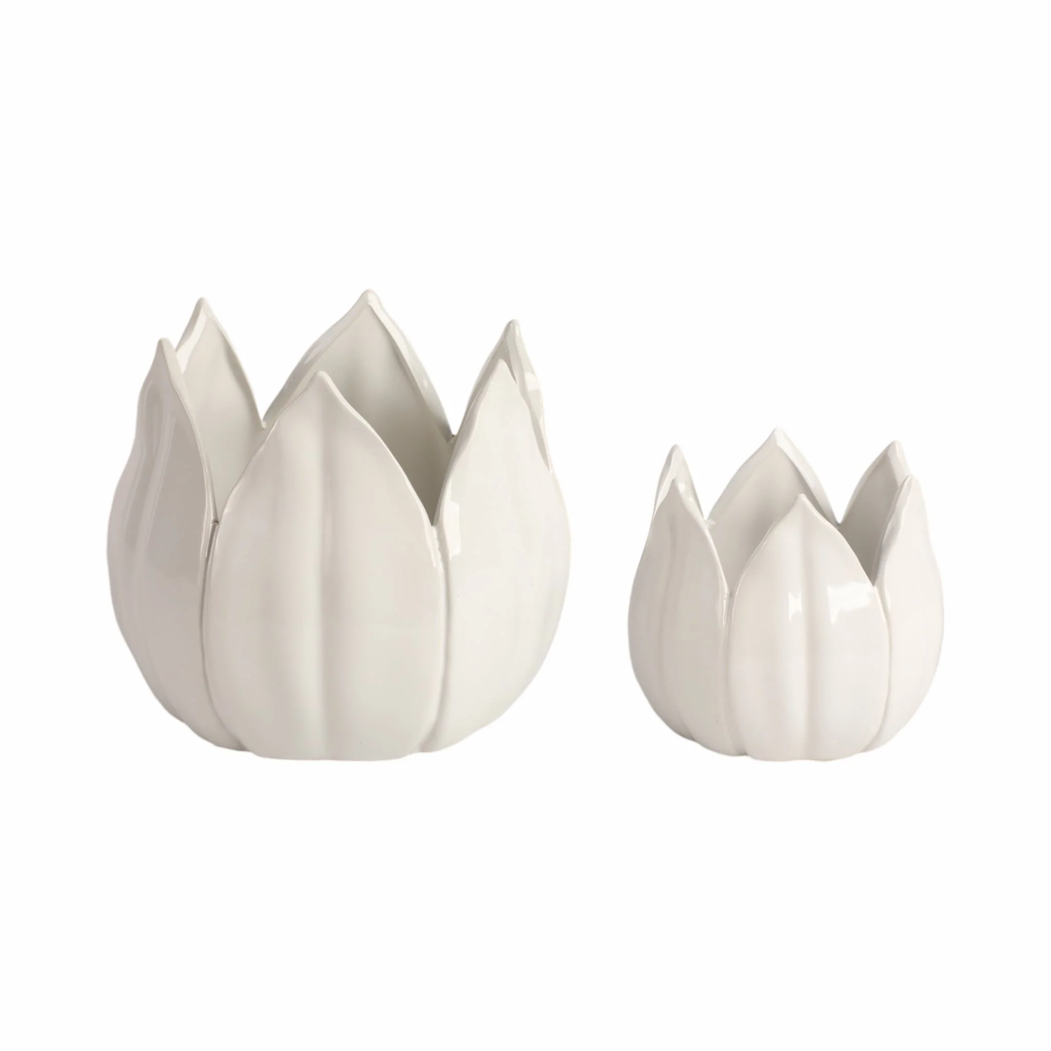 S/2 5/8" Petal Planters, White - Image 2