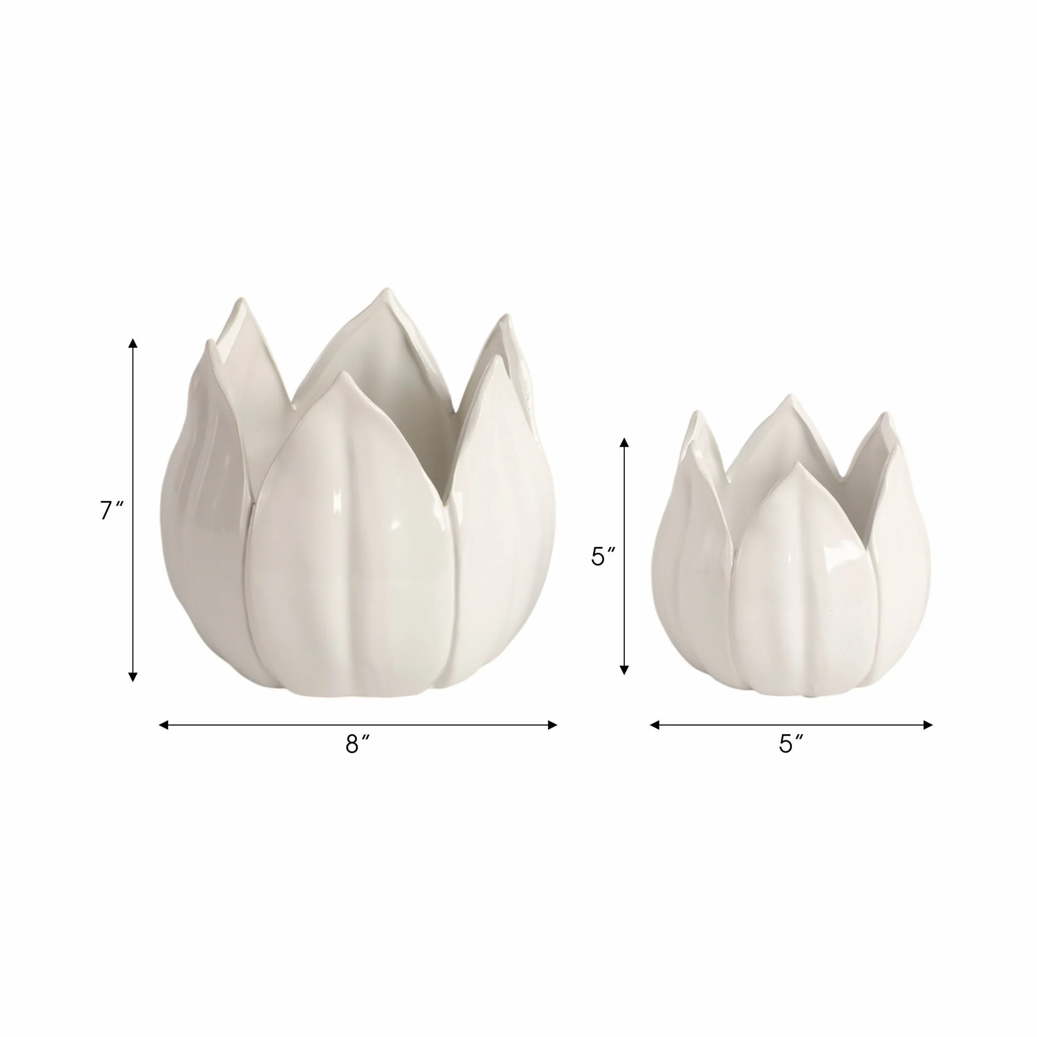 S/2 5/8" Petal Planters, White - Image 6