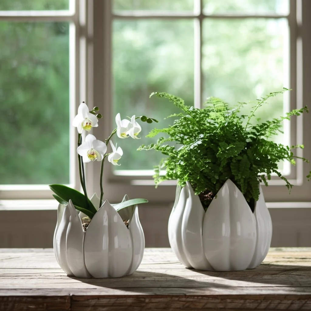 S/2 5/8" Petal Planters, White - Image 8