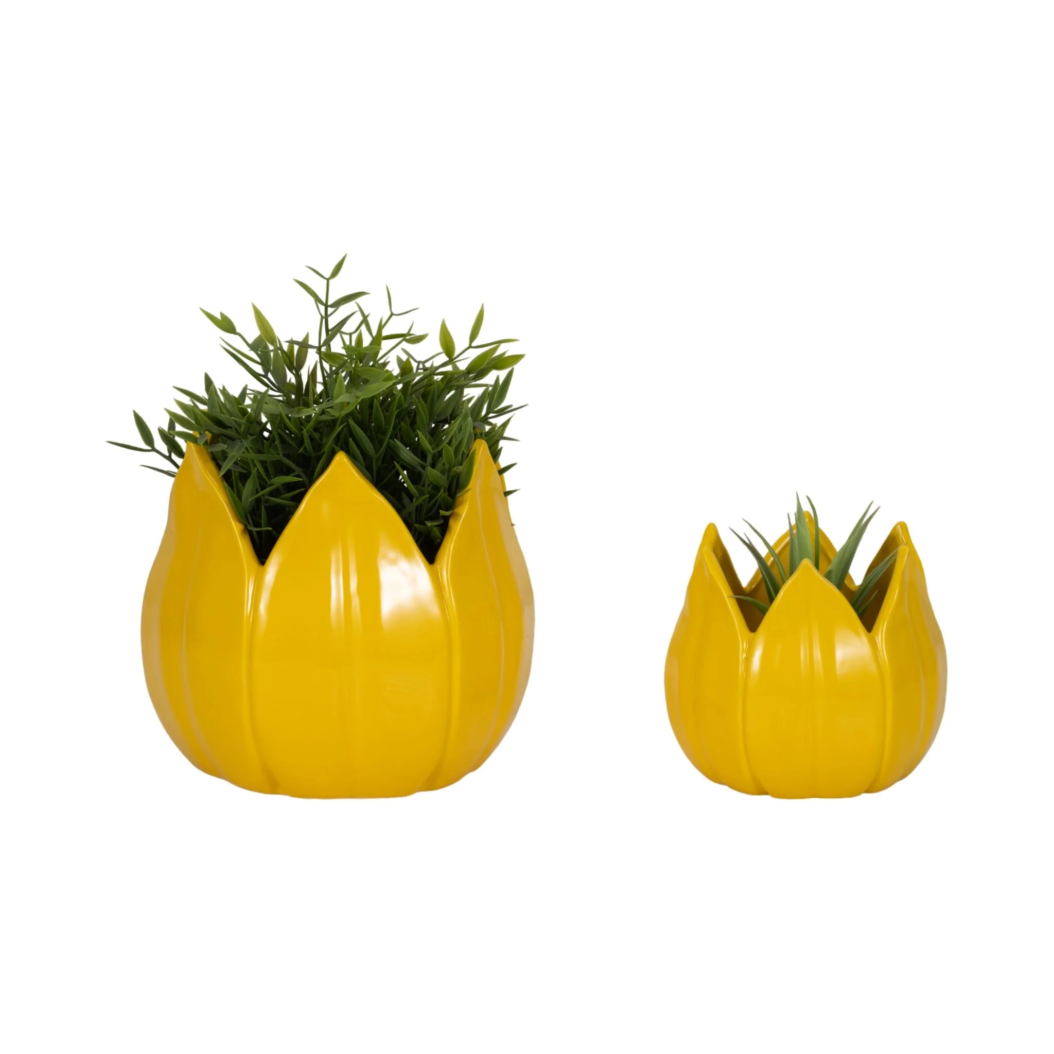 S/2 5/8" Petal Planters, Yellow - Image 2