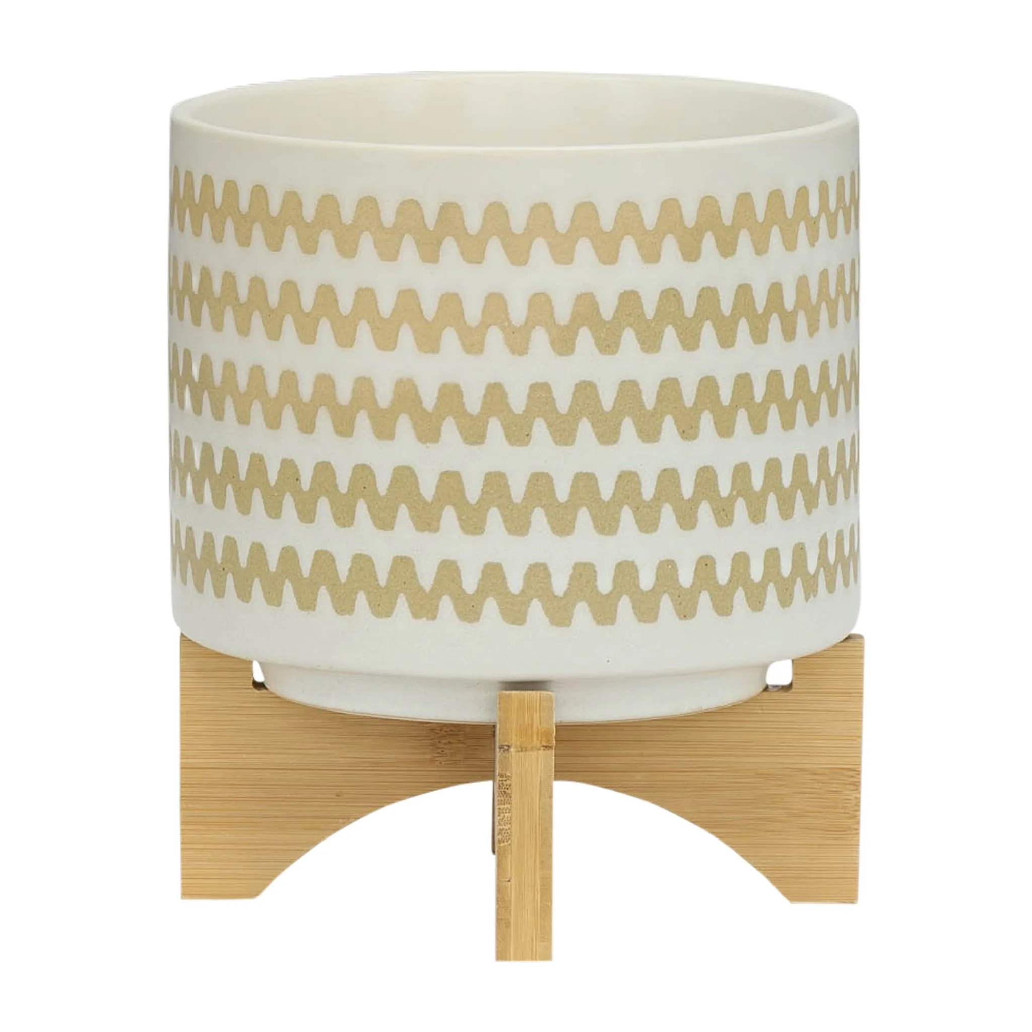 S/2 5/8" Zig-zag Planter W/ Stand, White - Image 5