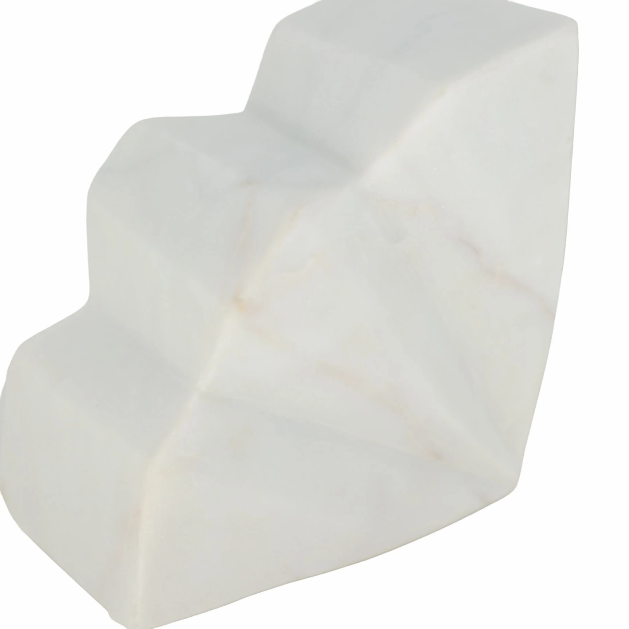 S/2 5" Semi Circle Fluted Marble Bookends, White - Image 4