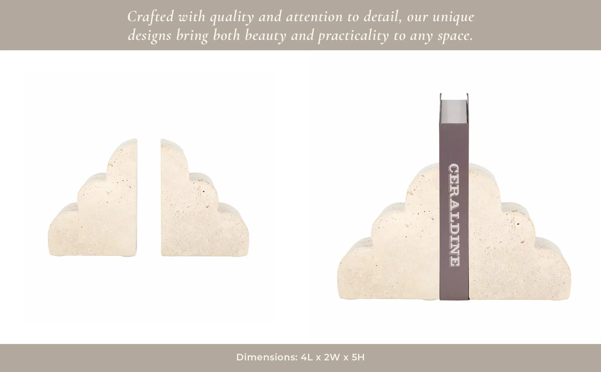 S/2 5" Travertine Cloud Bookends, Tan - Image 11