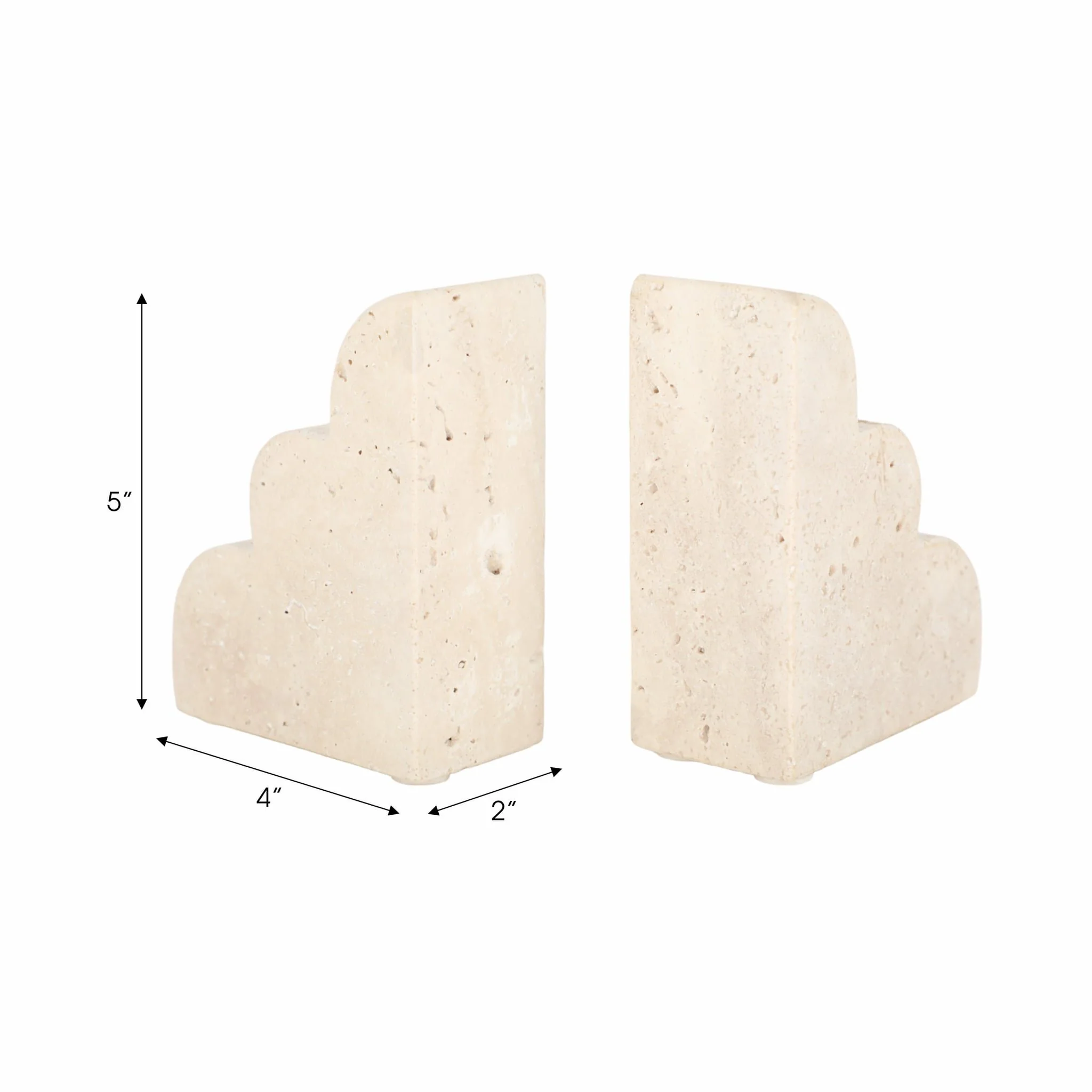 S/2 5" Travertine Cloud Bookends, Tan - Image 7