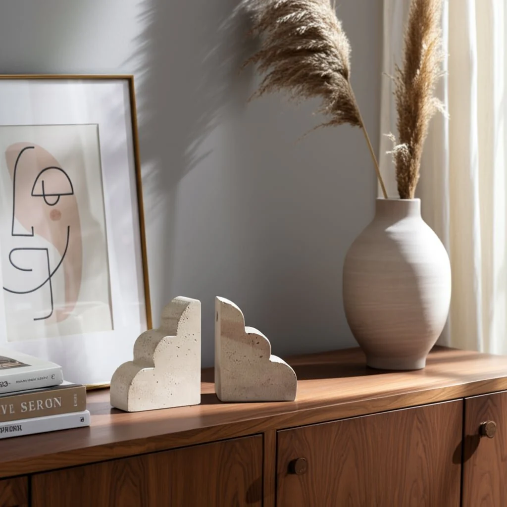 S/2 5" Travertine Cloud Bookends, Tan - Image 9