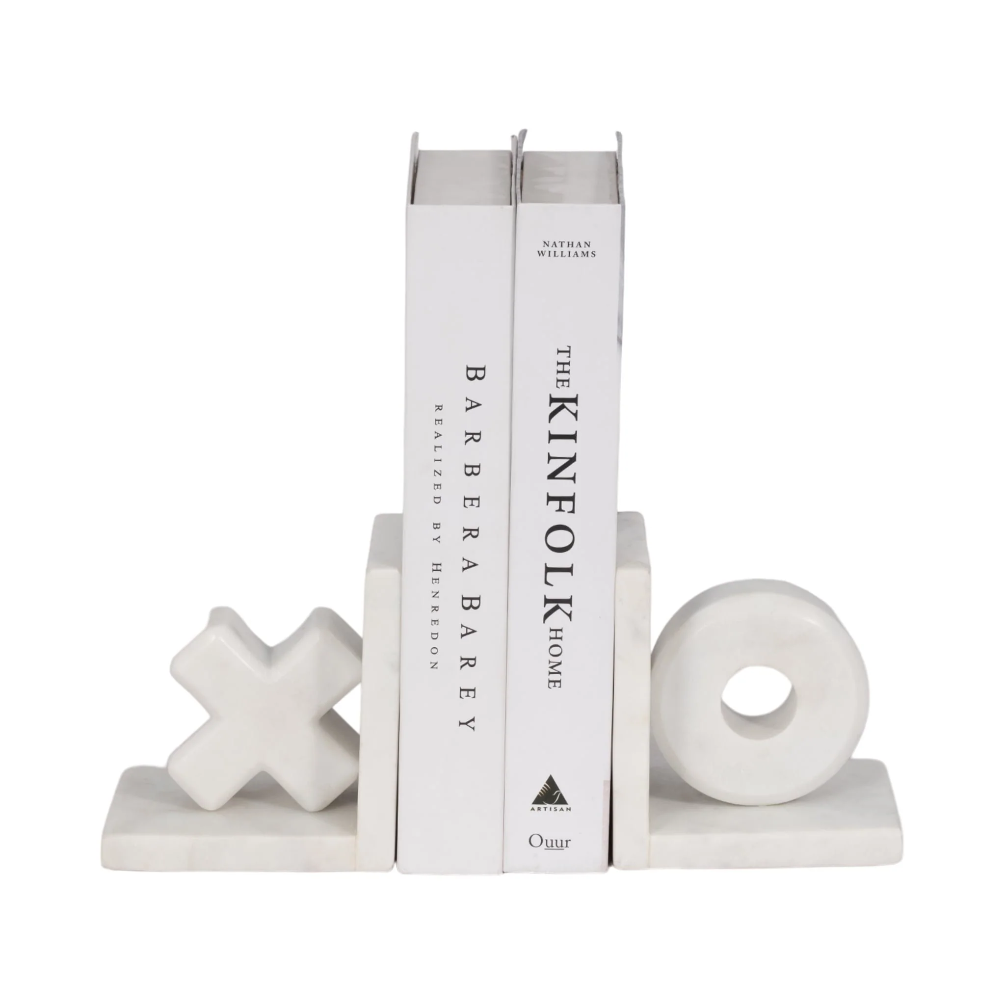 S/2 5" X & O Bookends, White - Image 2
