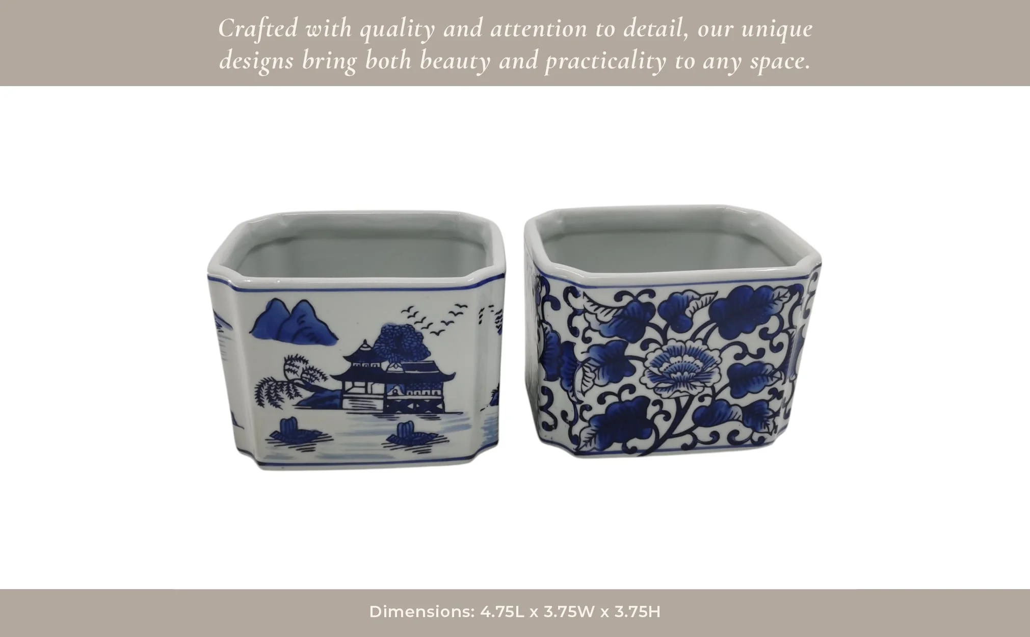 S/2 5x4" Chinoiserie Pencil Cups, Blue/white - Image 4