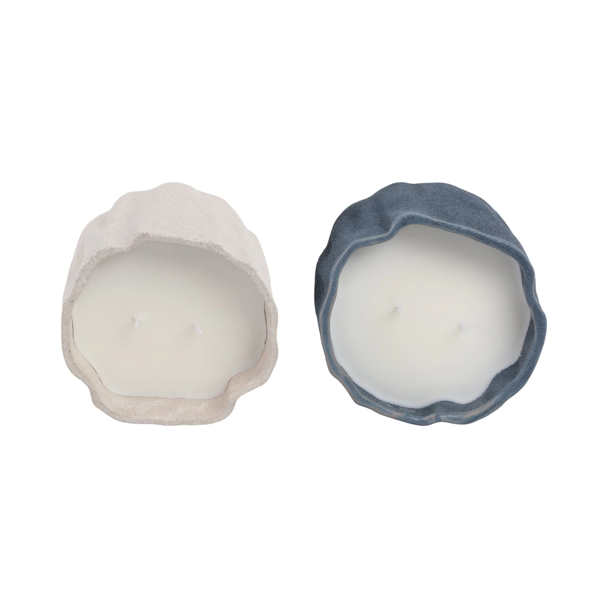 S/2 6" 31 Oz Pink Beach Wavy Candle, Ivory/blue - Image 6