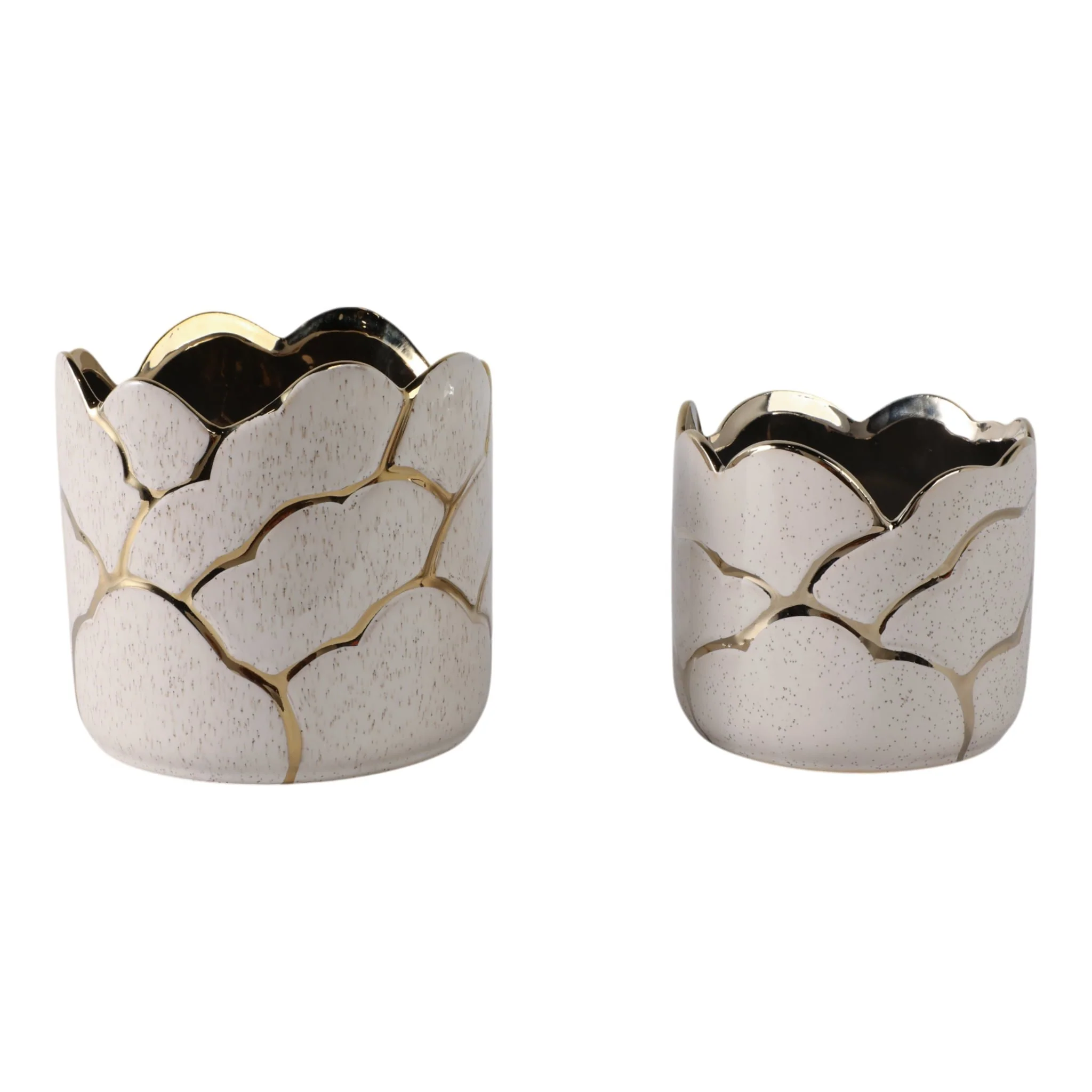 S/2 6/7" Clouds Planter, Ivory/gold - Image 3