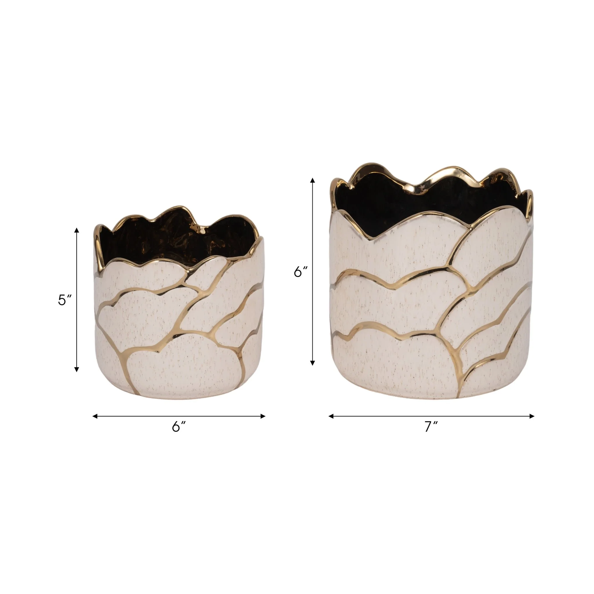 S/2 6/7" Clouds Planter, Ivory/gold - Image 8