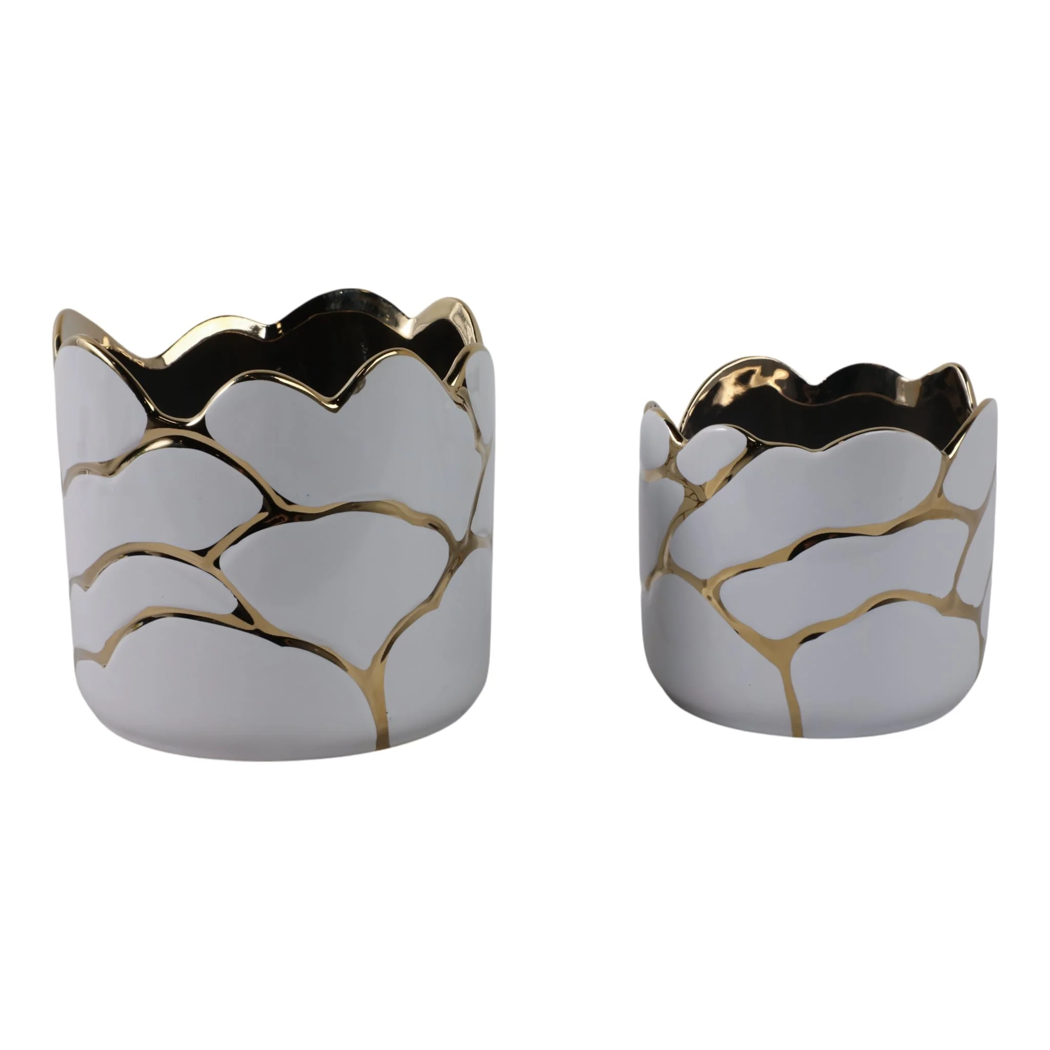 S/2 6/7" Clouds Planter, Wht/gld - Image 2