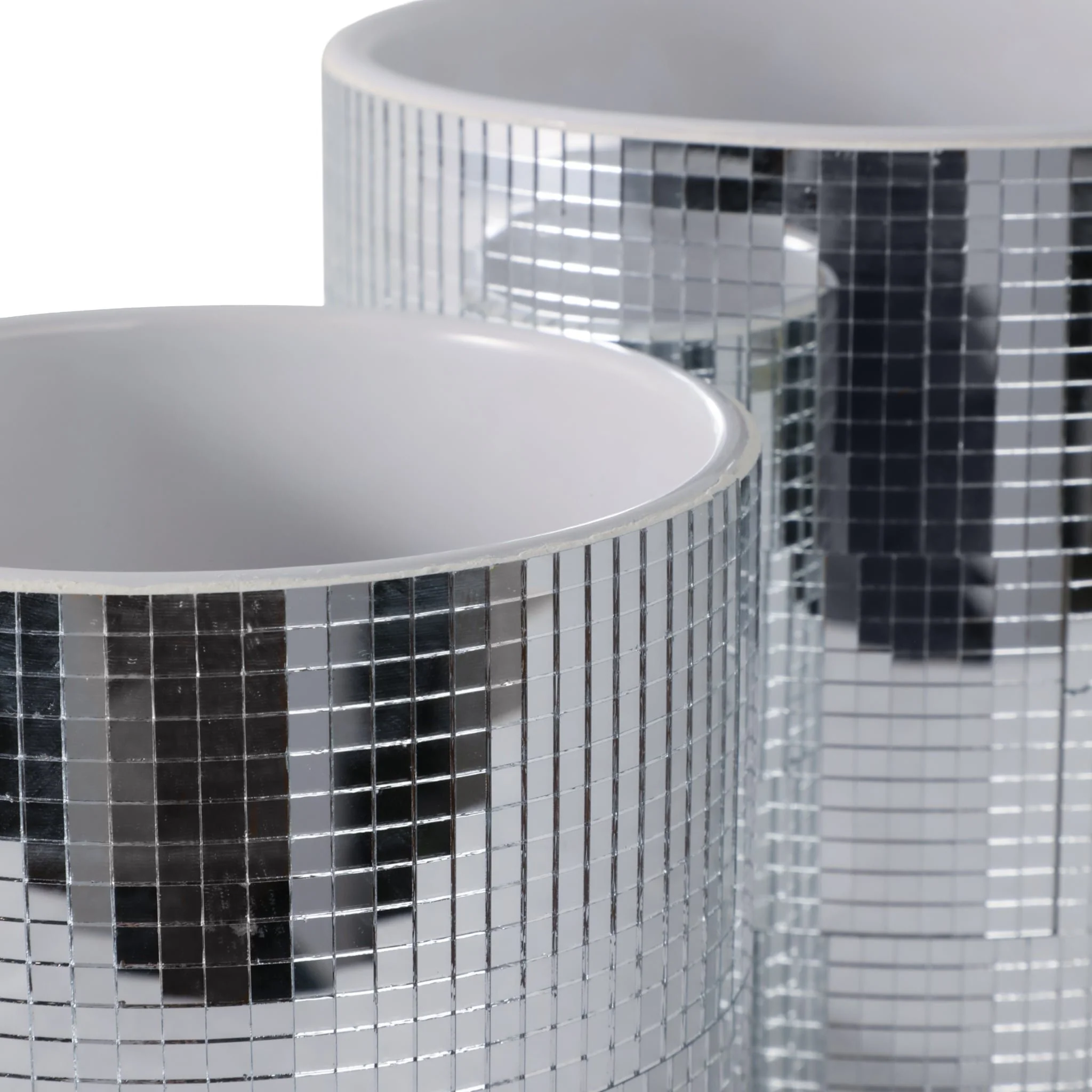 S/2 6/7" Disco Planter, Silver - Image 5