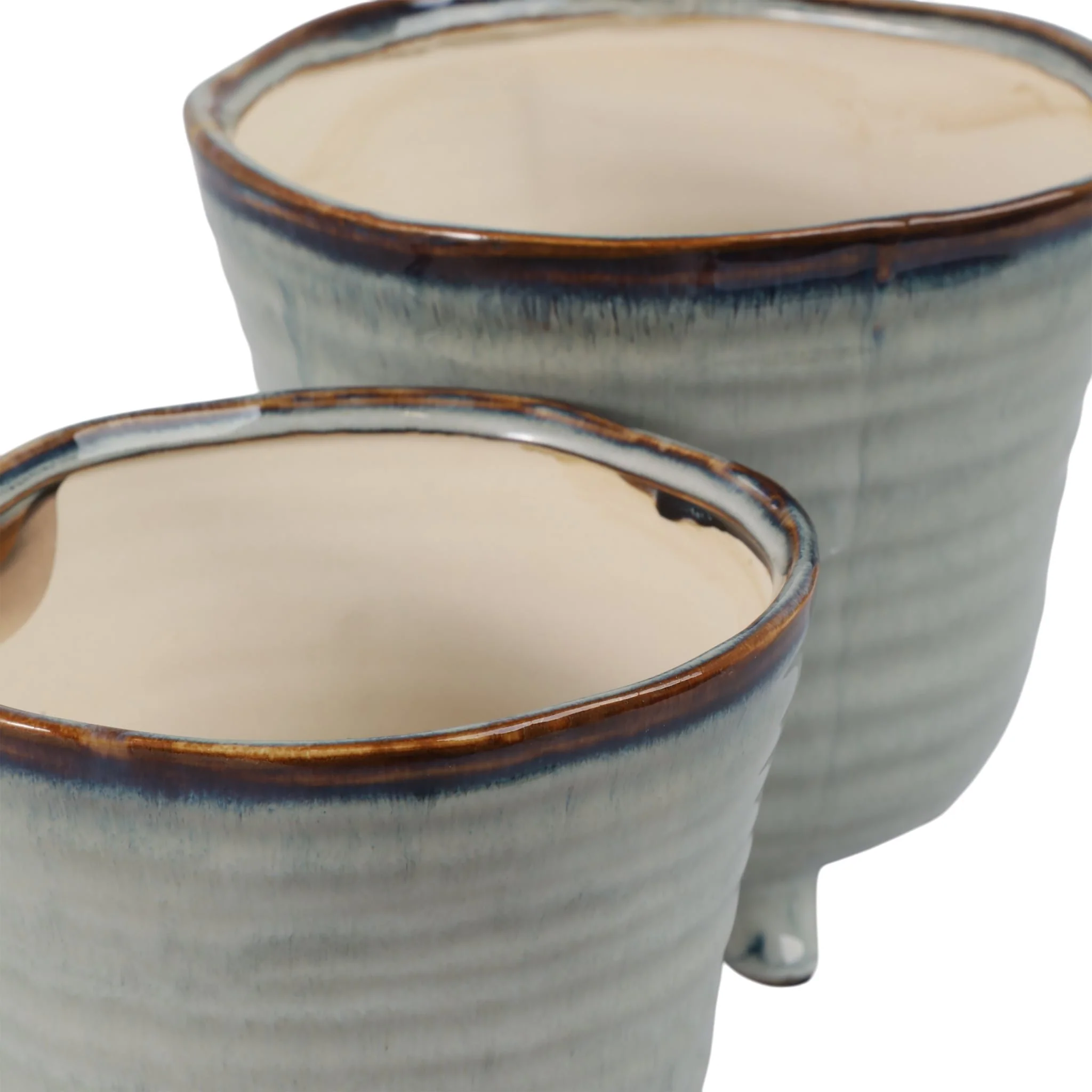 S/2 6/7" Organic Footed Planters, Blue - Image 4