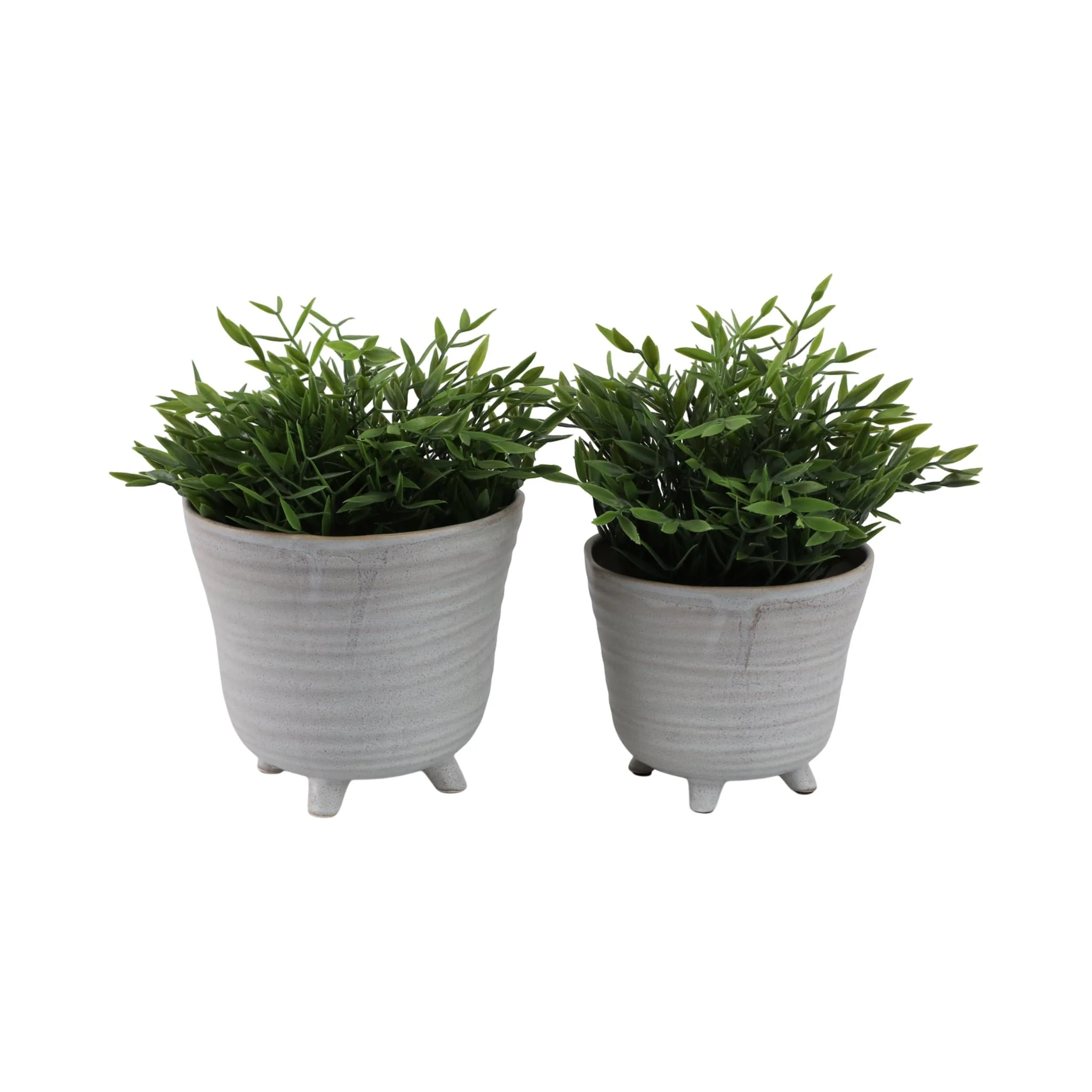 S/2 6/7" Organic Footed Planters, Ivory - Image 2