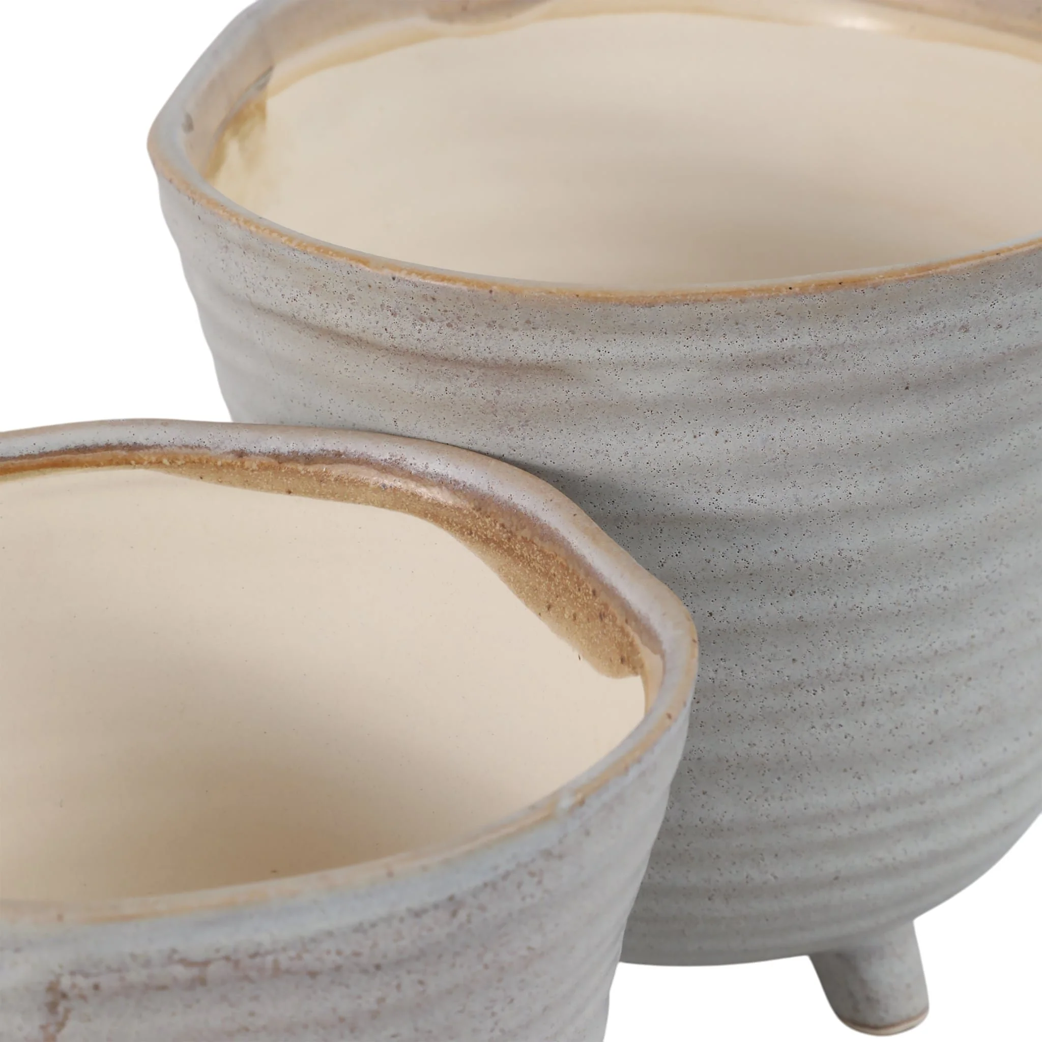 S/2 6/7" Organic Footed Planters, Ivory - Image 5