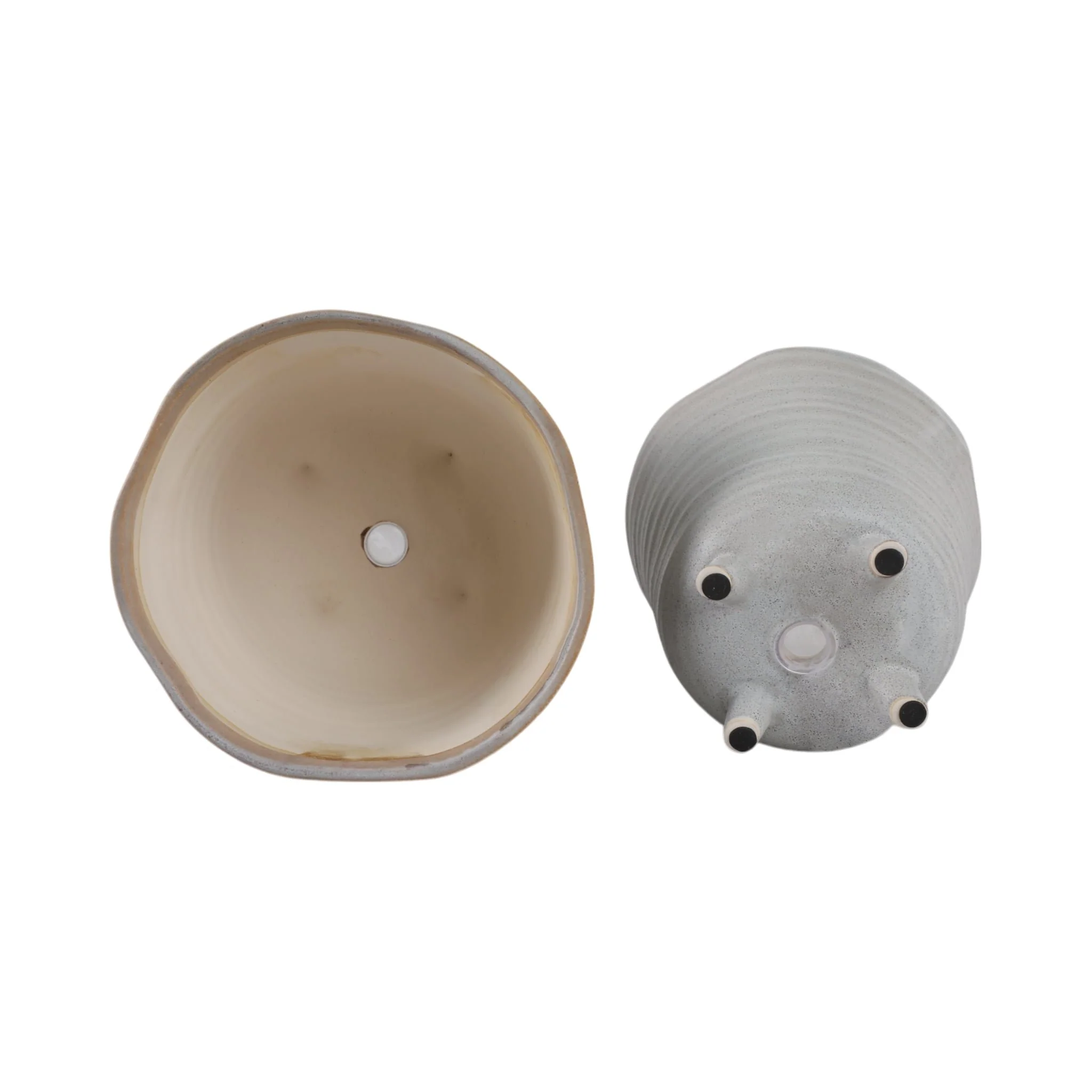 S/2 6/7" Organic Footed Planters, Ivory - Image 7