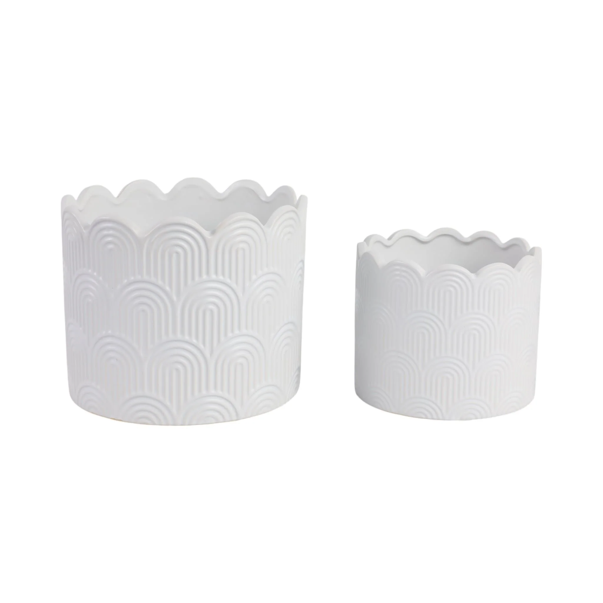 S/2 6/8"  Arch Planters,  White - Image 2