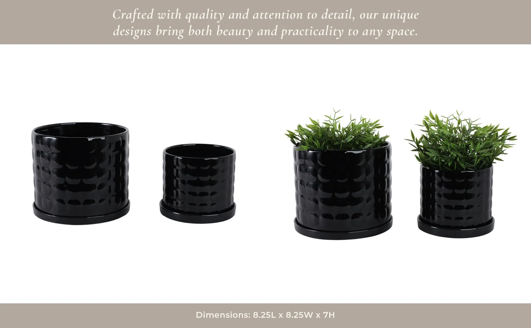 S/2 6/8" Bubble Planter, Black - Image 12
