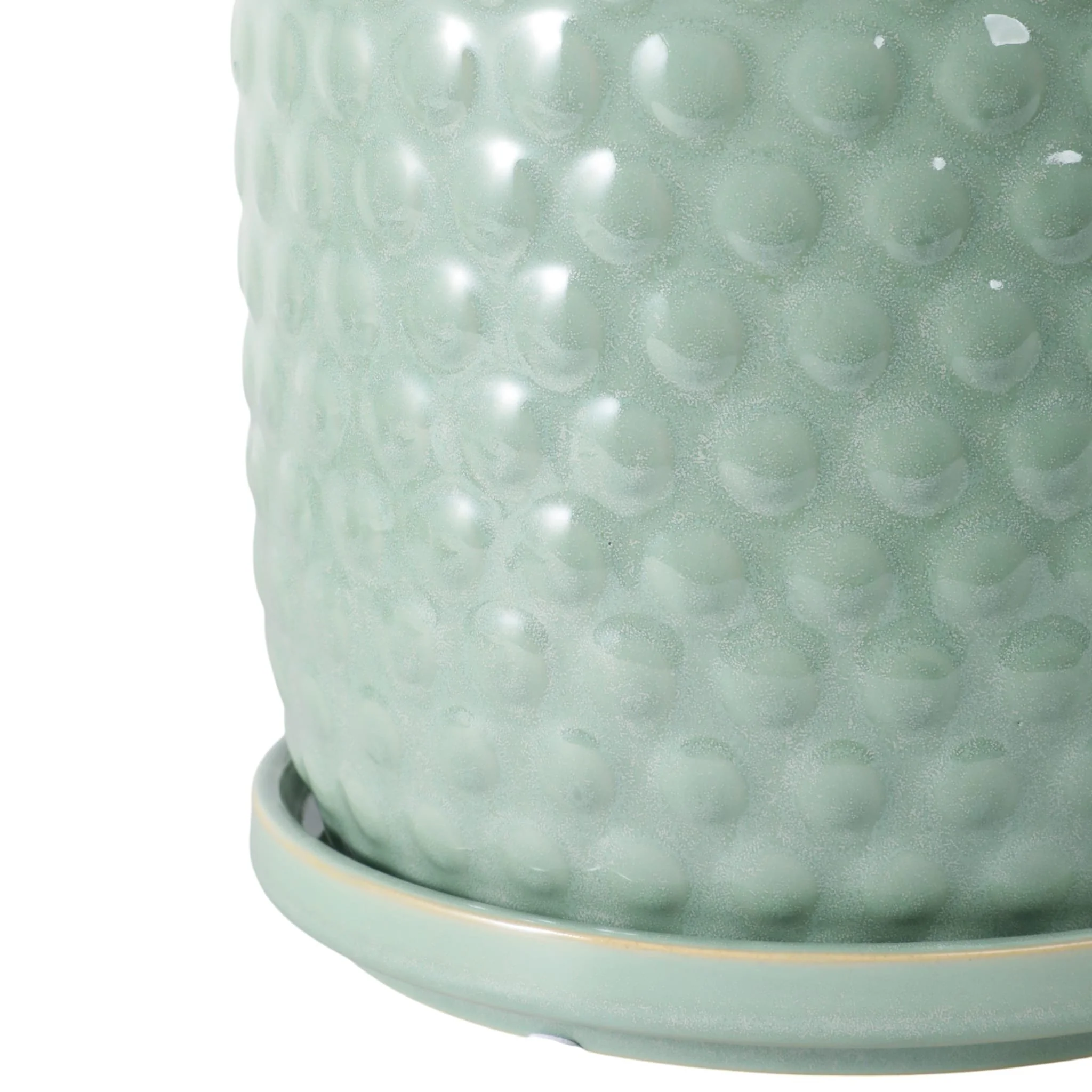S/2 6/8" Bubble Planter W/ Saucer, Sage Green - Image 5