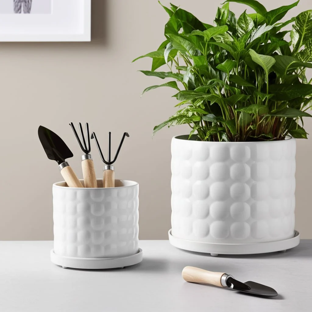 S/2 6/8" Bubble Planter. White - Image 10