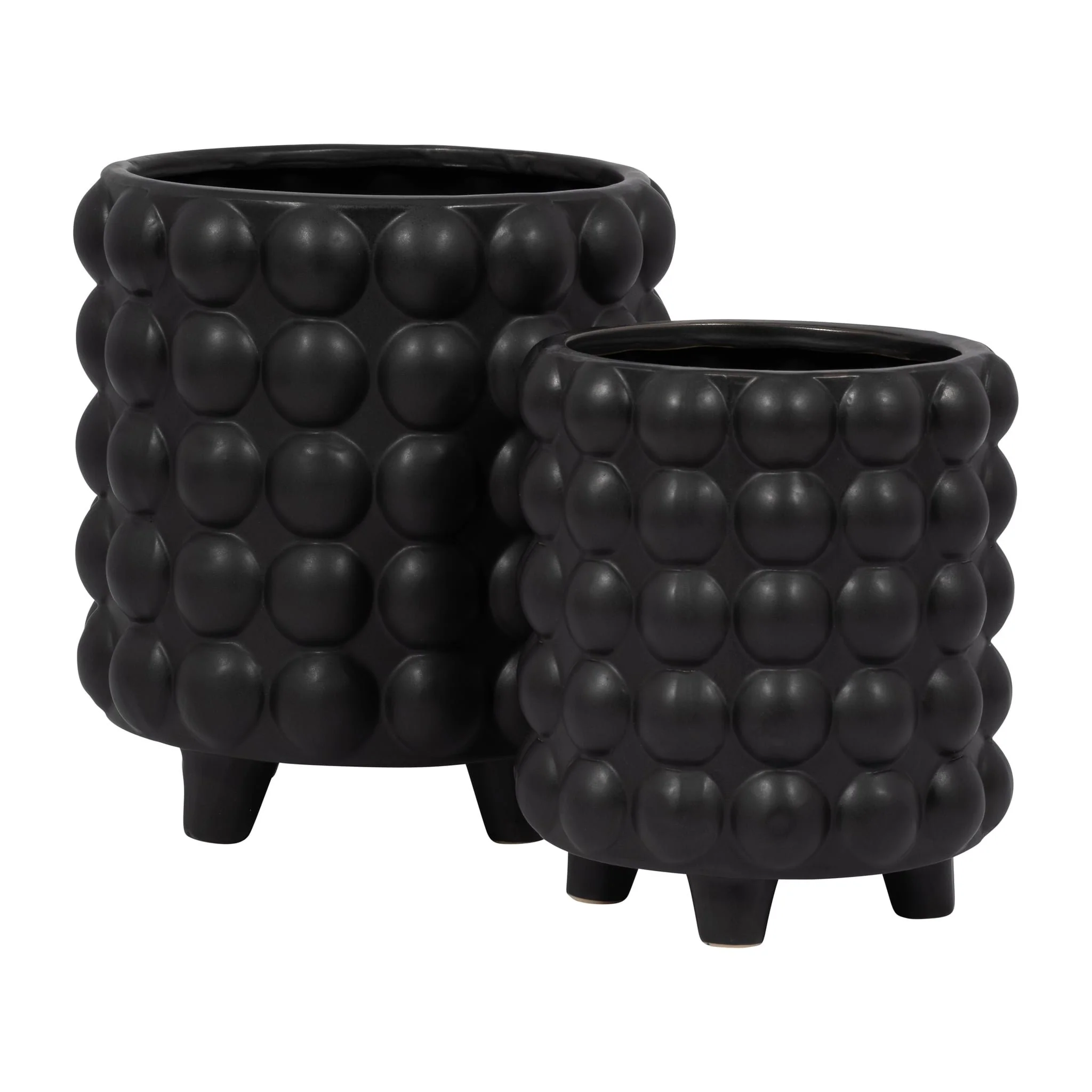 S/2 6/8" Bubble Planters, Matte Black - Image 3