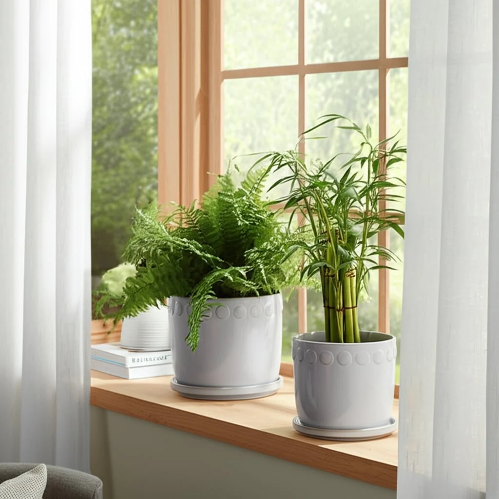 S/2 6/8" Bubble Trim Planter W/ Saucer, White - Image 10