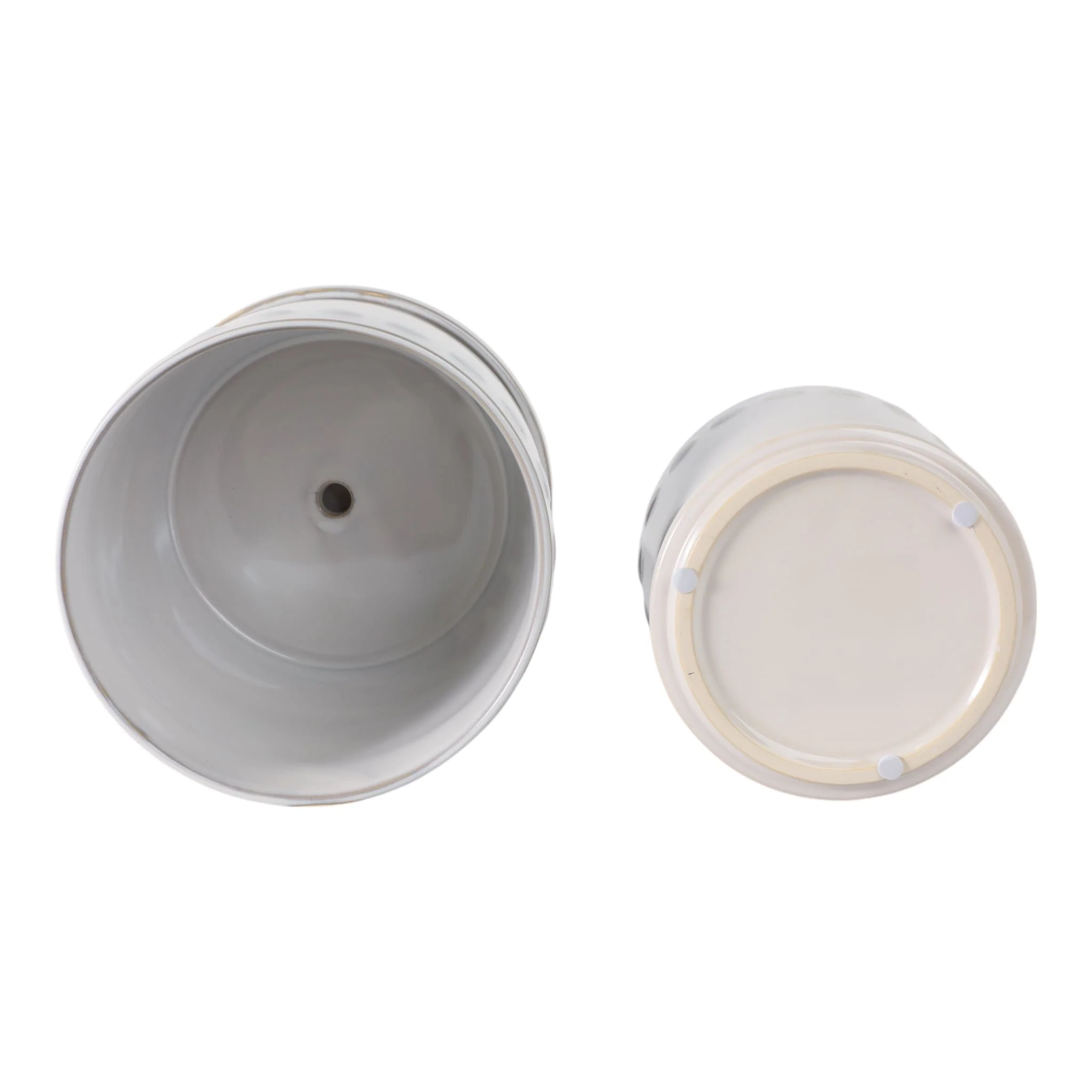 S/2 6/8" Bubble Trim Planter W/ Saucer, White - Image 7