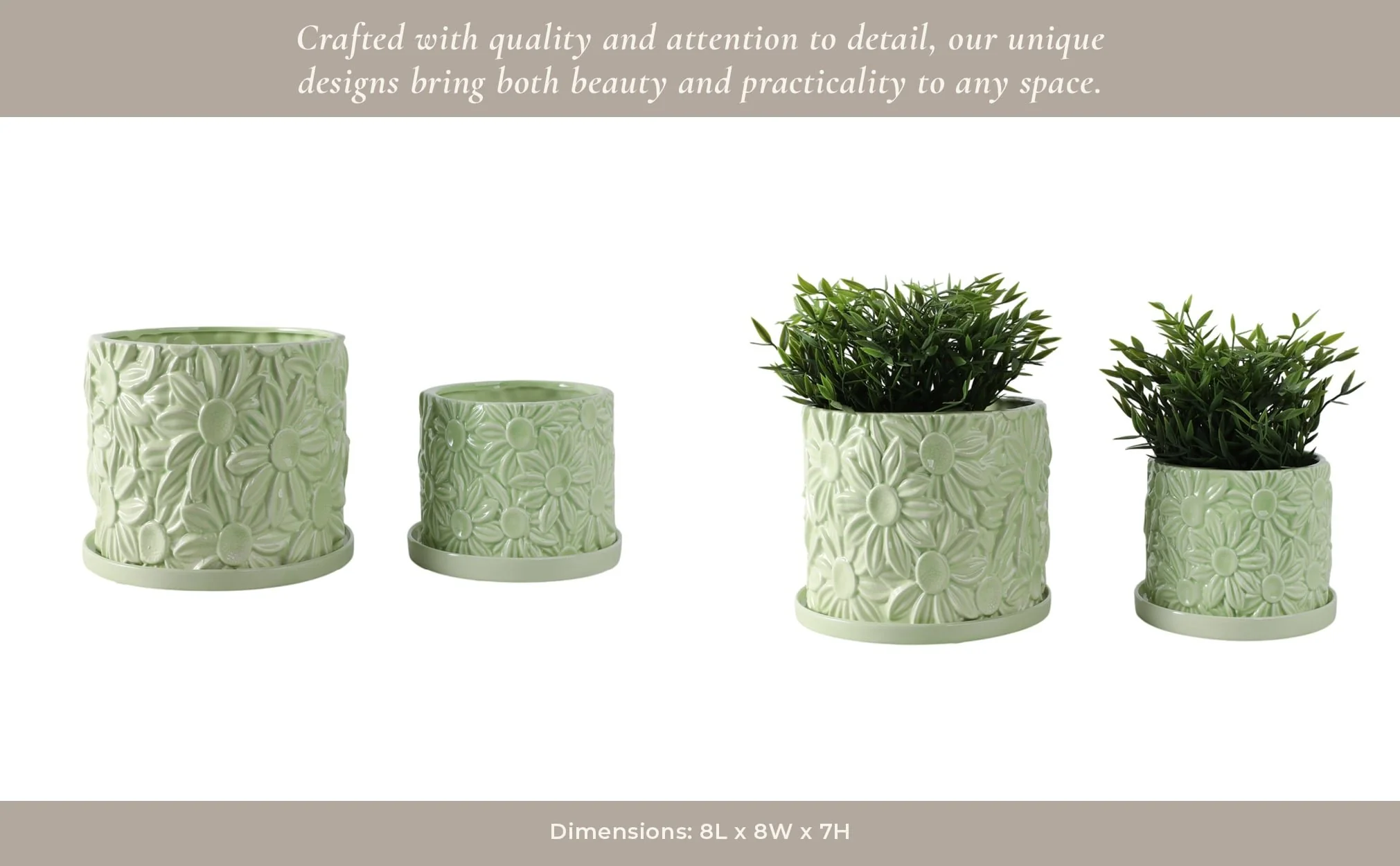 S/2 6/8" Daisy Flower Planter, Green - Image 10