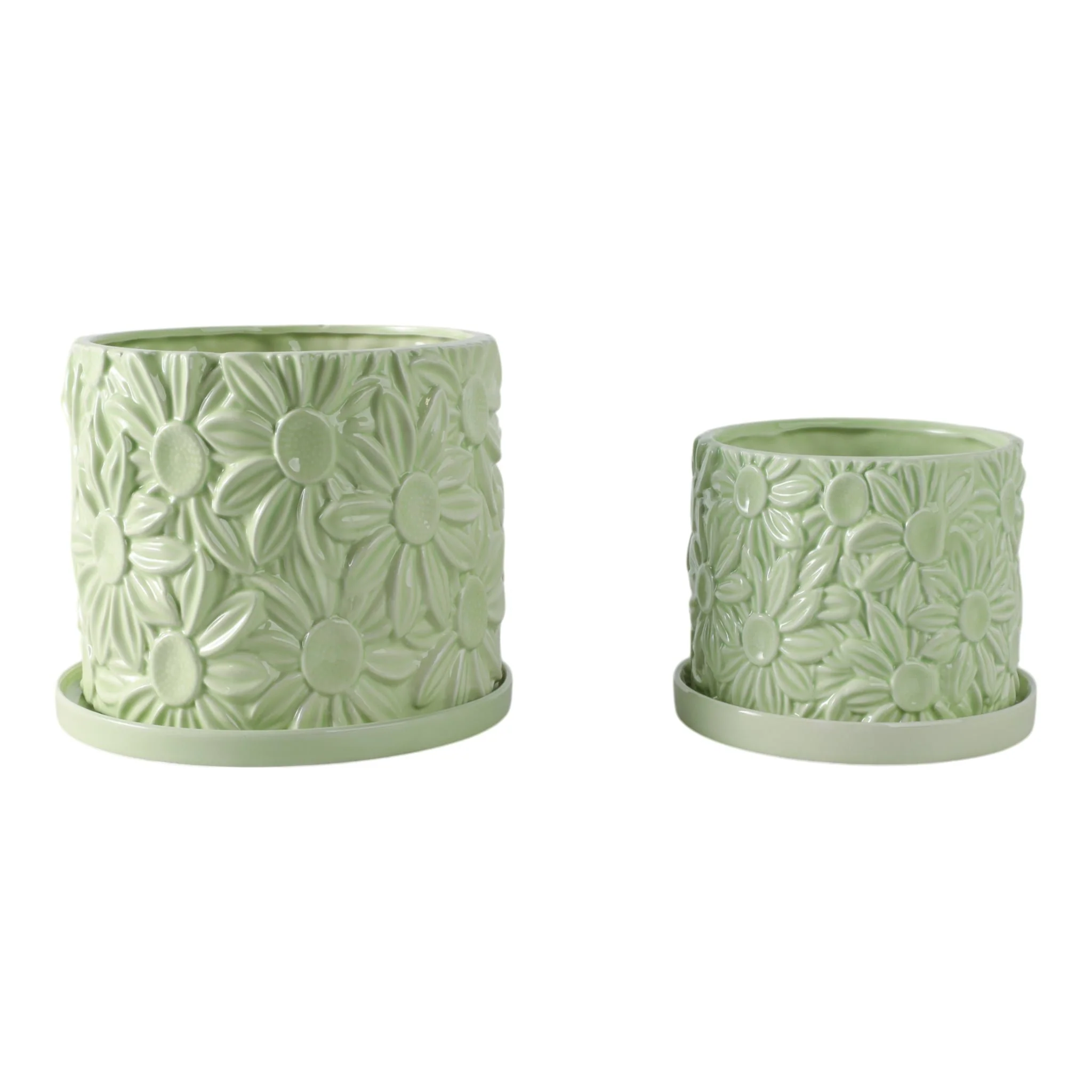 S/2 6/8" Daisy Flower Planter, Green - Image 3