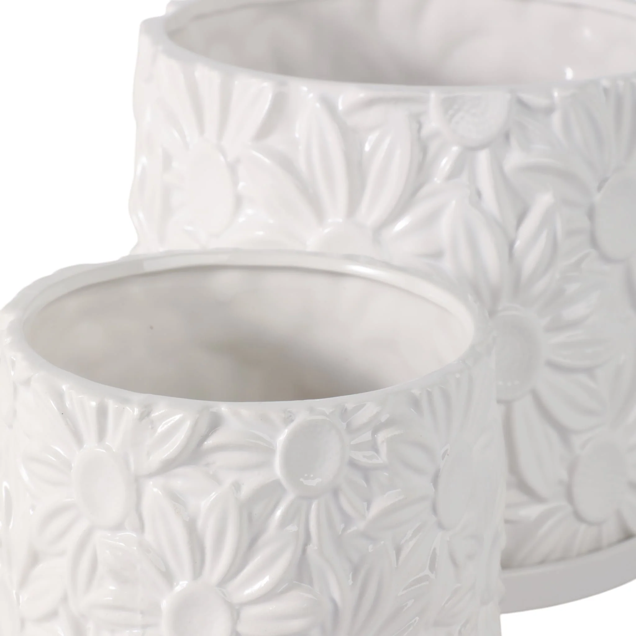 S/2 6/8" Daisy Flower Planter, White - Image 6