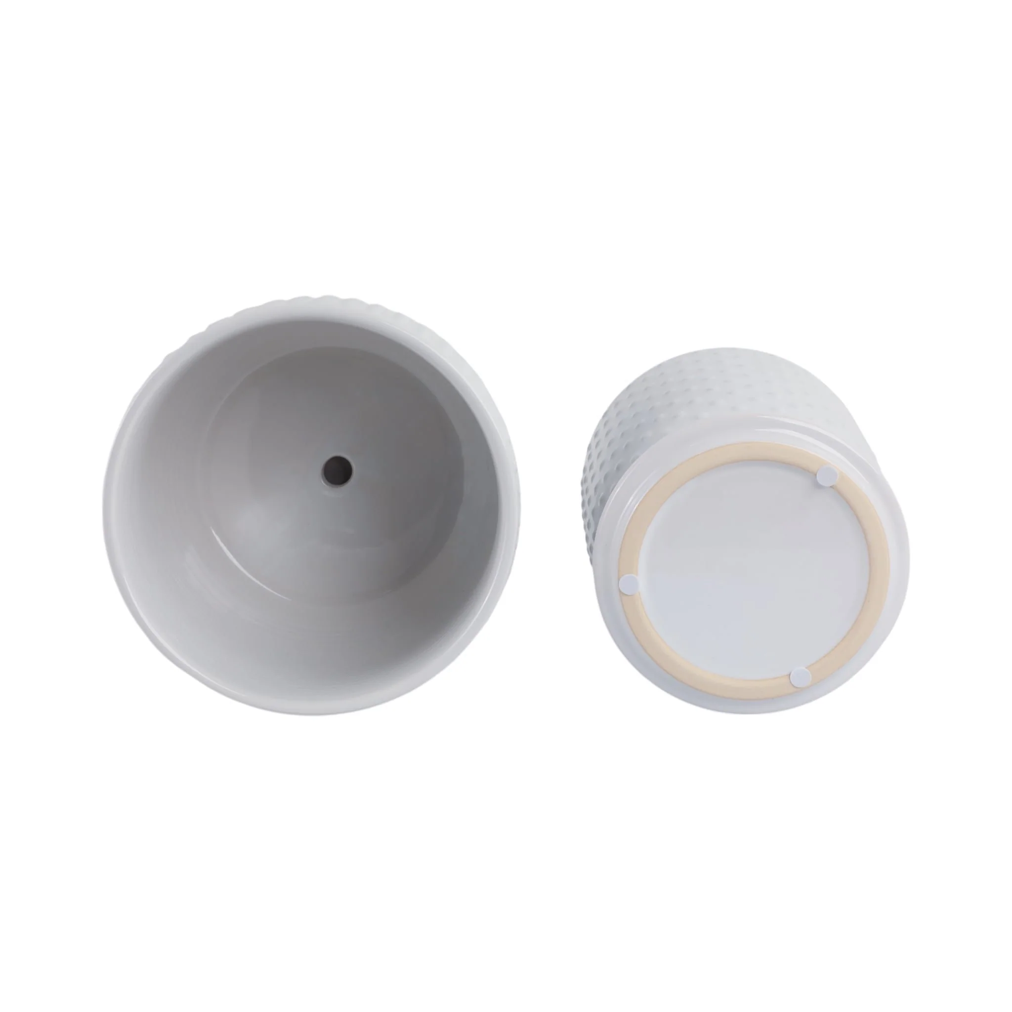 S/2 6/8" Dotted Planter W/ Saucer, White - Image 7