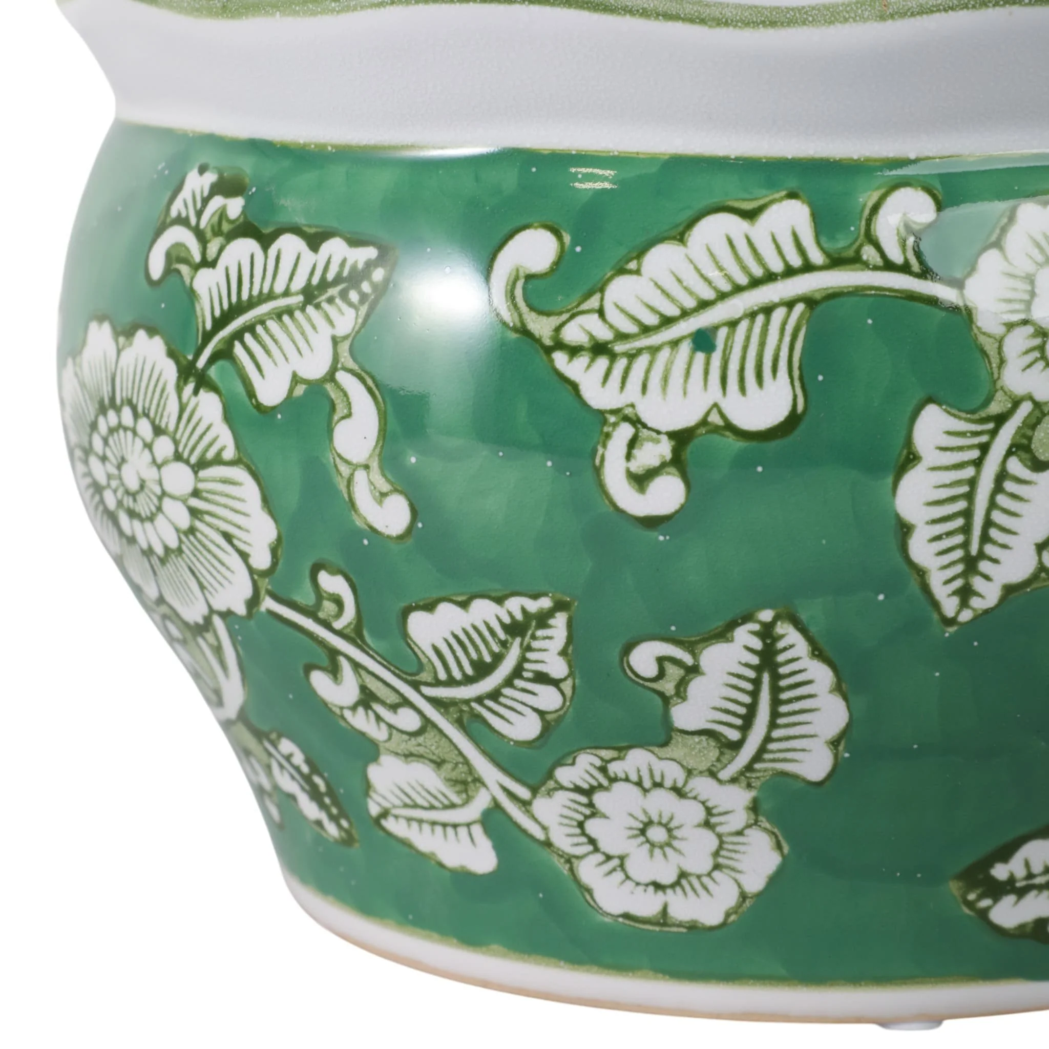 S/2 6/8" Floral Chinoiserie Planters, Green - Image 4