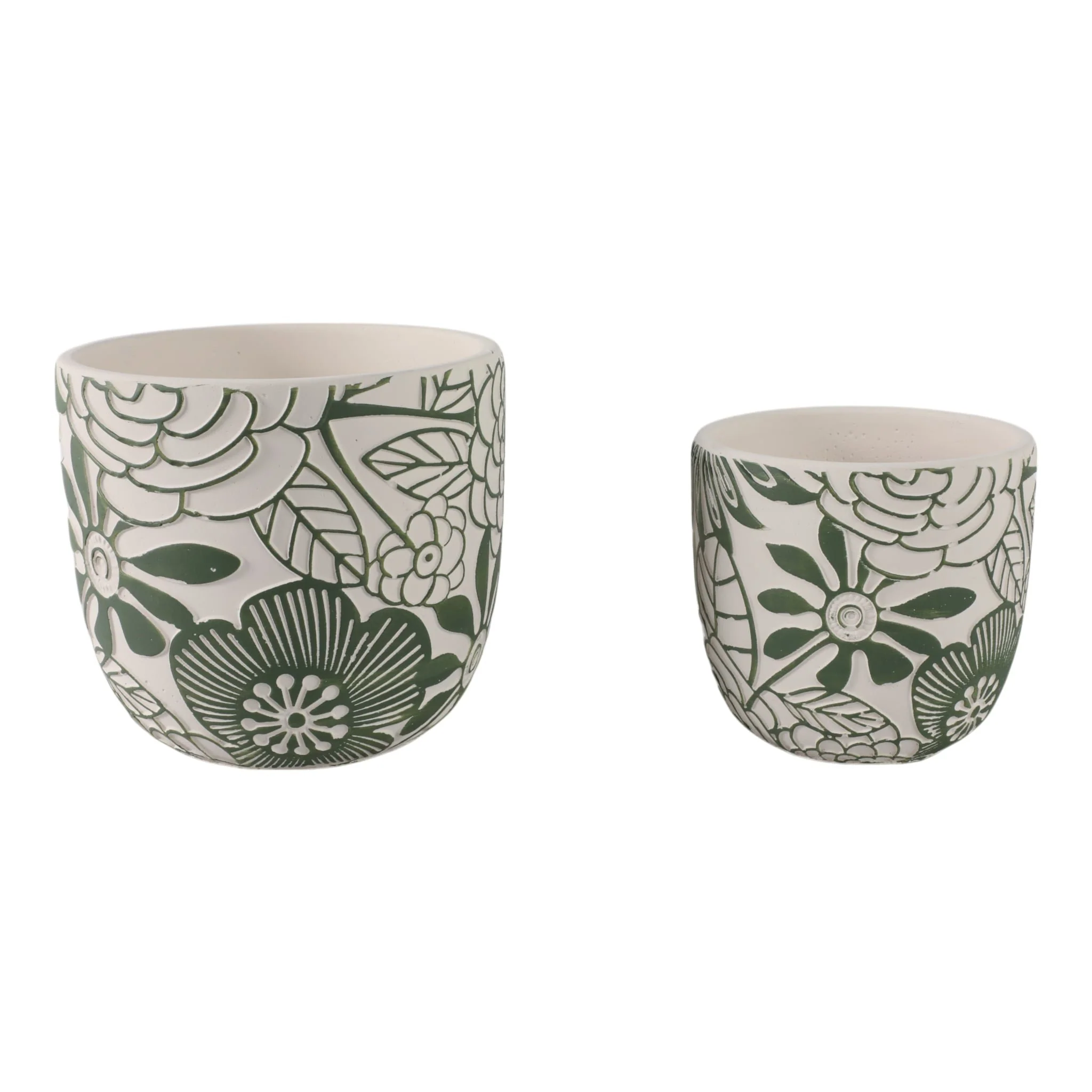 S/2 6/8" Flower Power Planters, White/ Green - Image 3