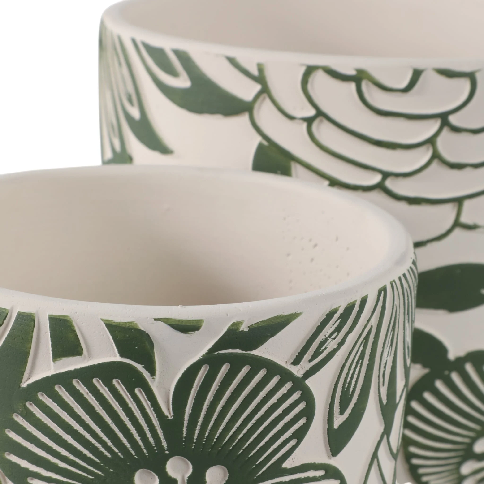S/2 6/8" Flower Power Planters, White/ Green - Image 5