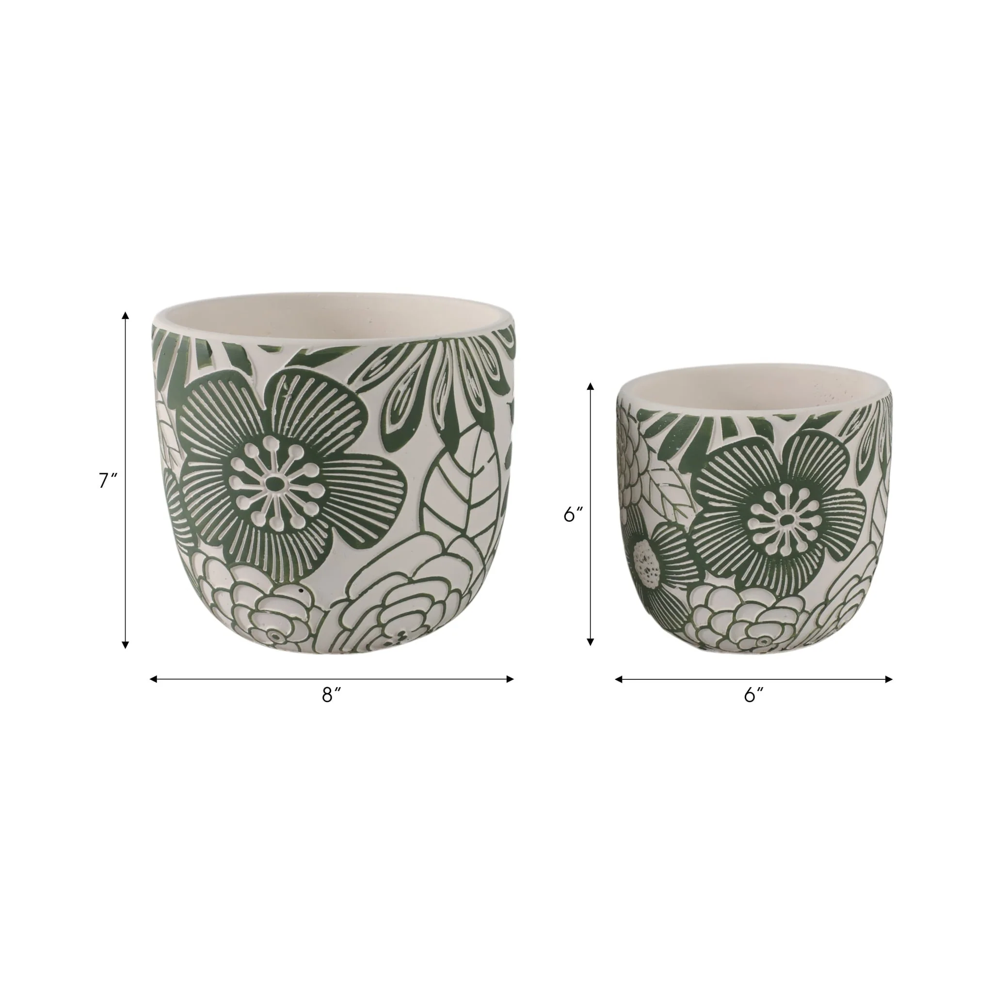 S/2 6/8" Flower Power Planters, White/ Green - Image 8