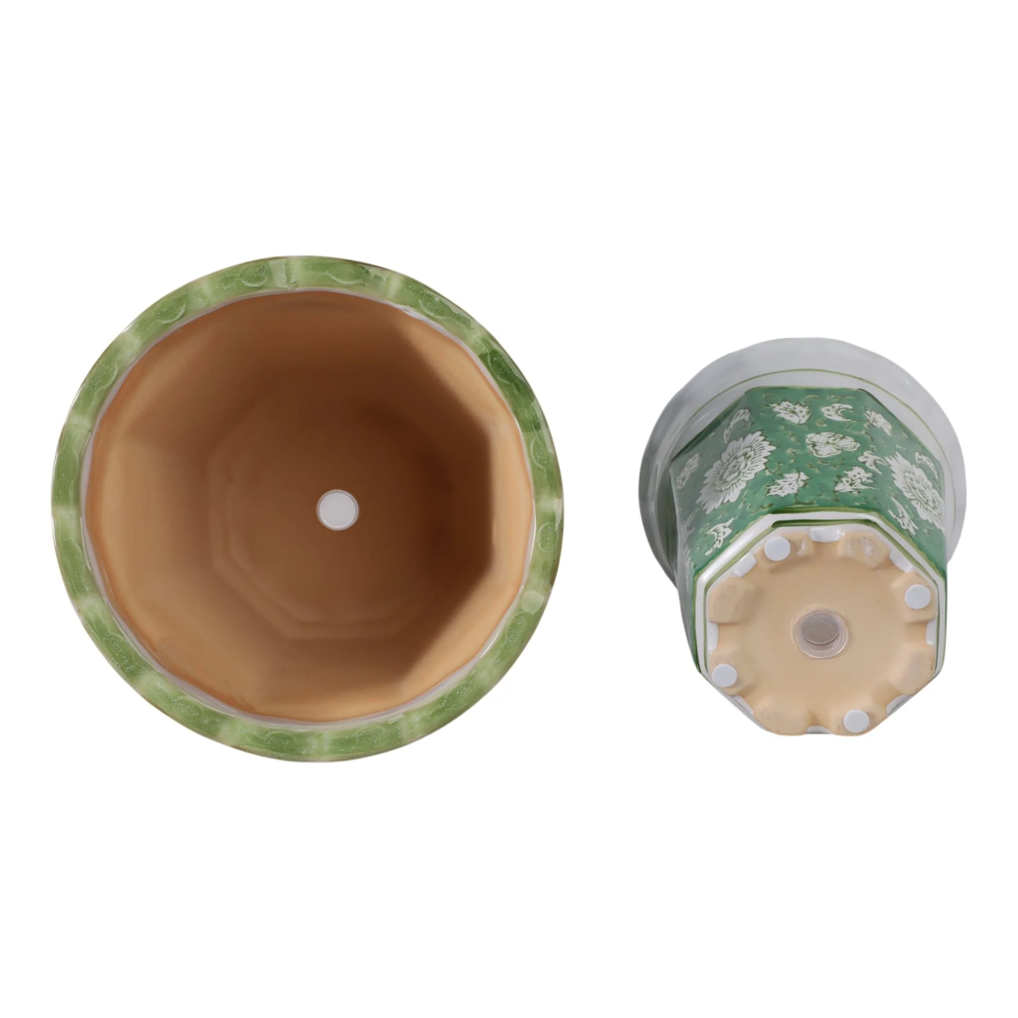 S/2 6/8" Flower & Vine Chinoiserie Planters, Green - Image 6