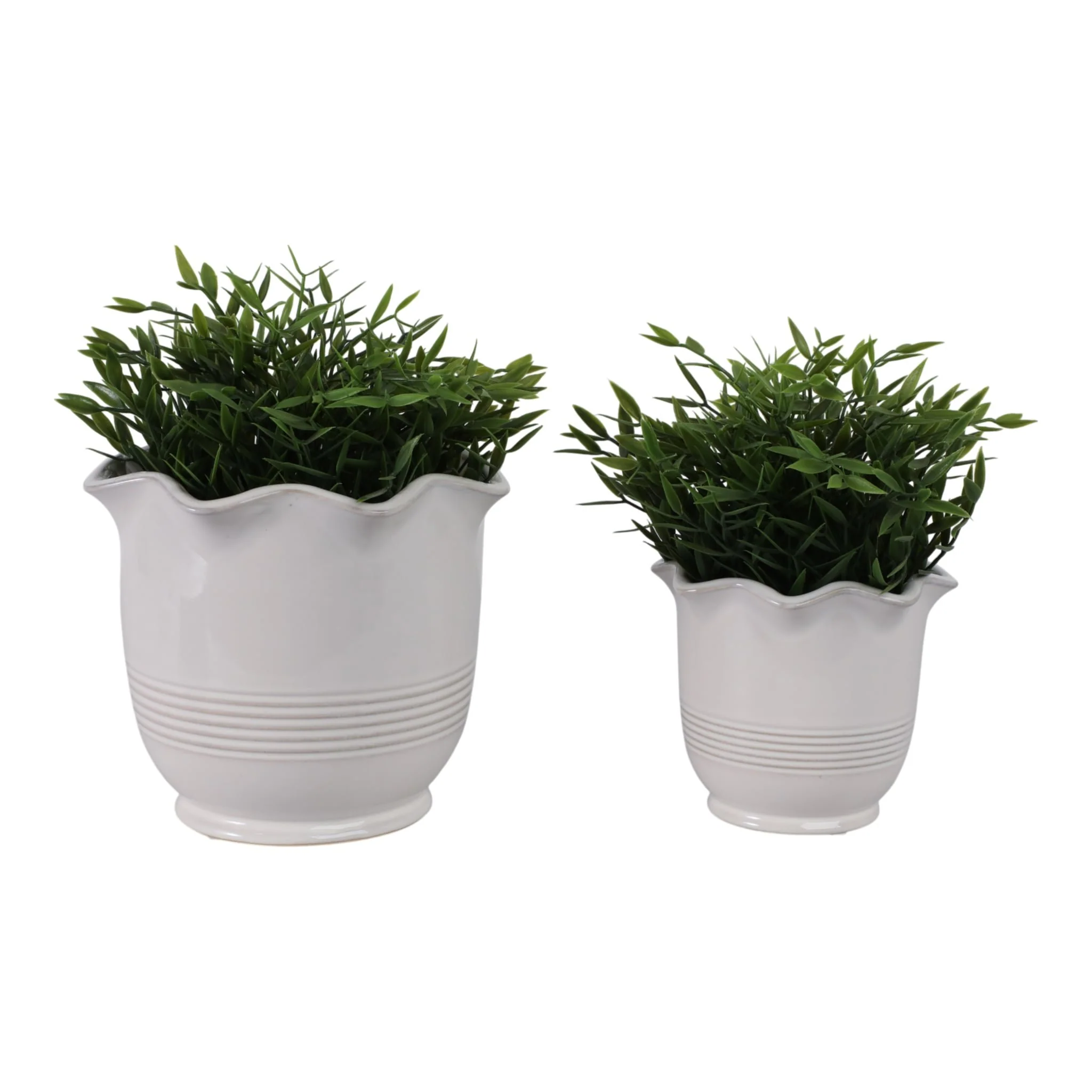 S/2 6/8" Fluted Planters, Ivory - Image 2