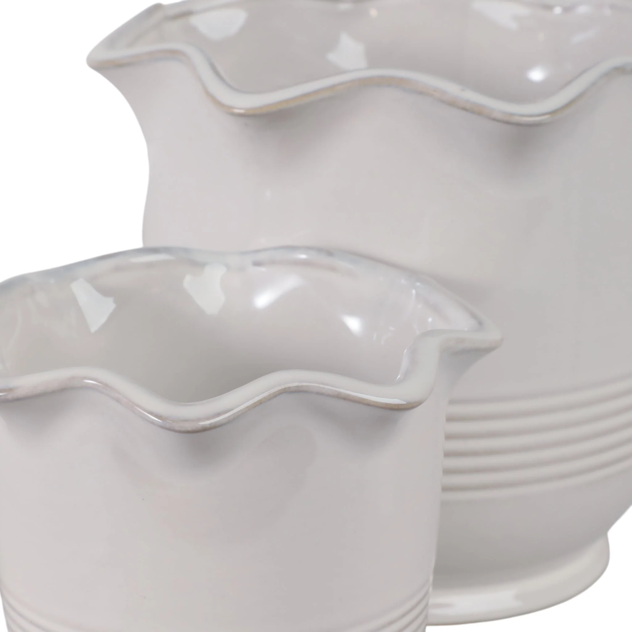S/2 6/8" Fluted Planters, Ivory - Image 6