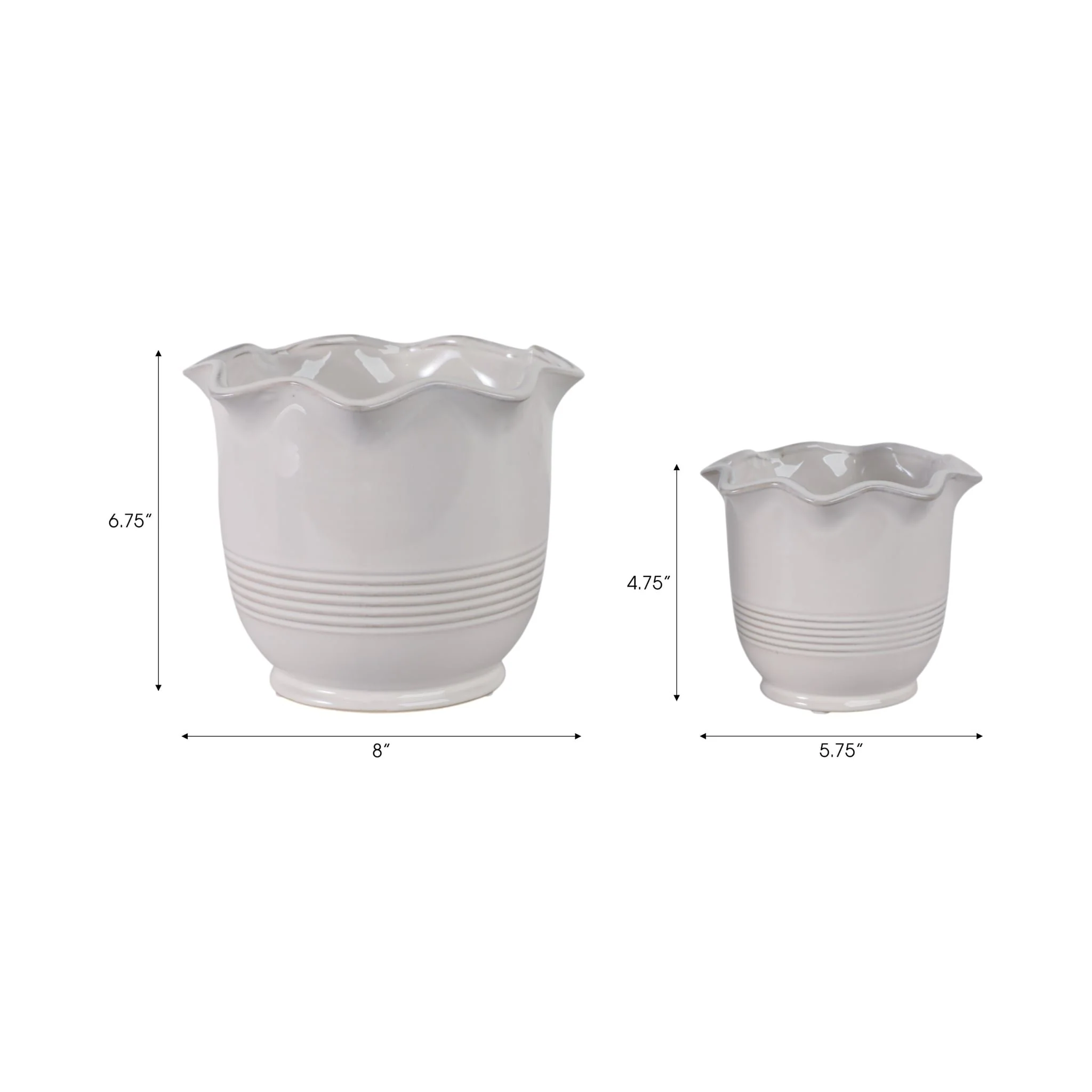 S/2 6/8" Fluted Planters, Ivory - Image 9