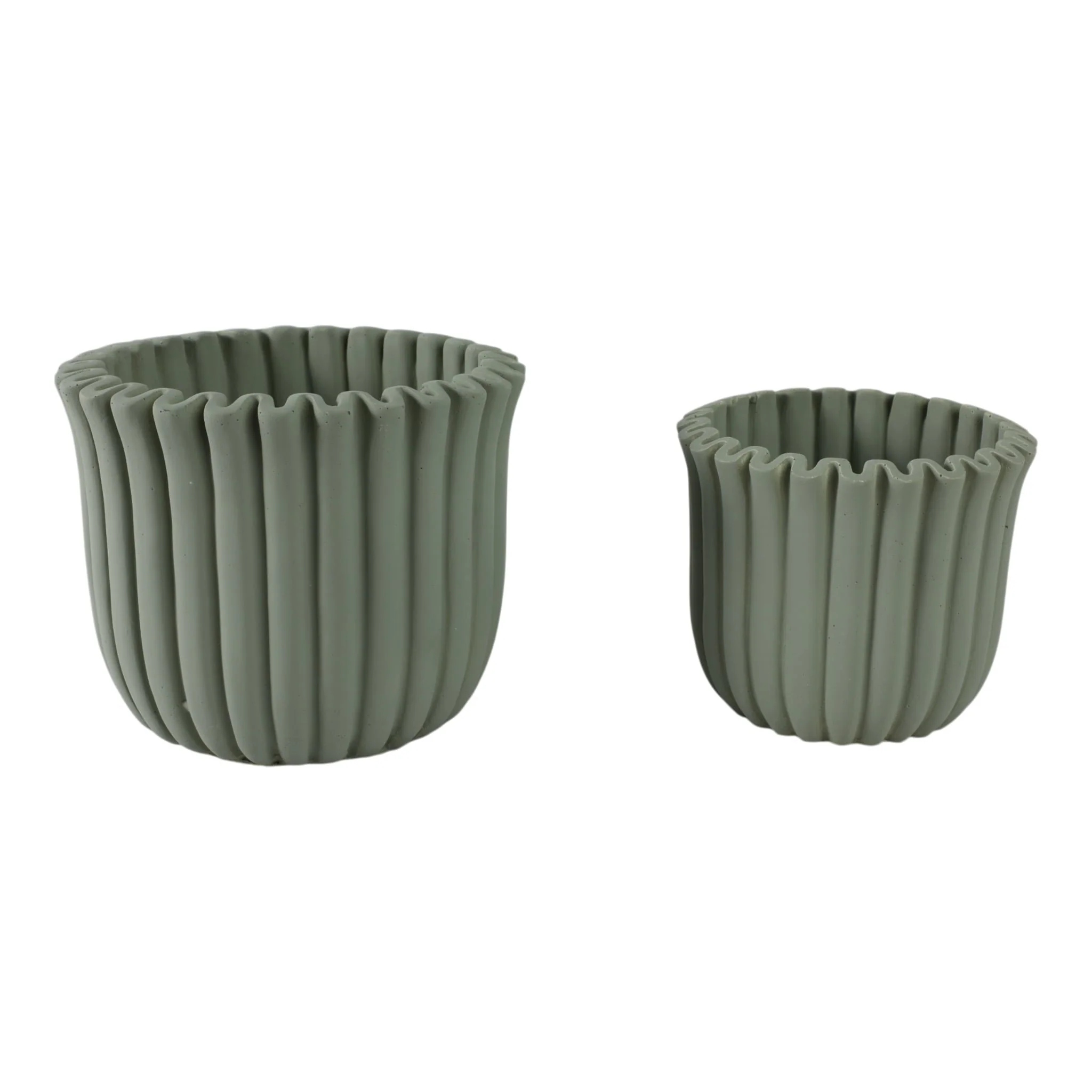 S/2 6/8" Fluted Planters, Sage Green - Image 3