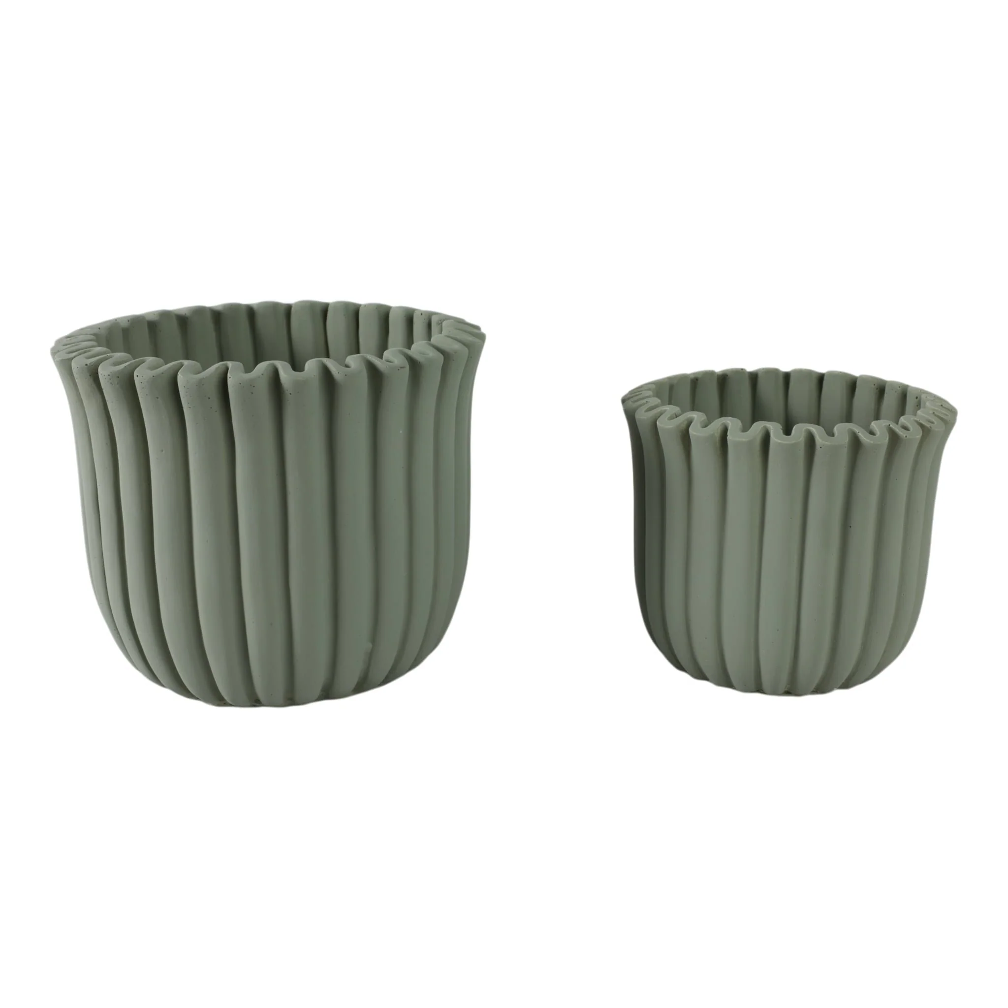 S/2 6/8" Fluted Planters, Sage Green - Image 4
