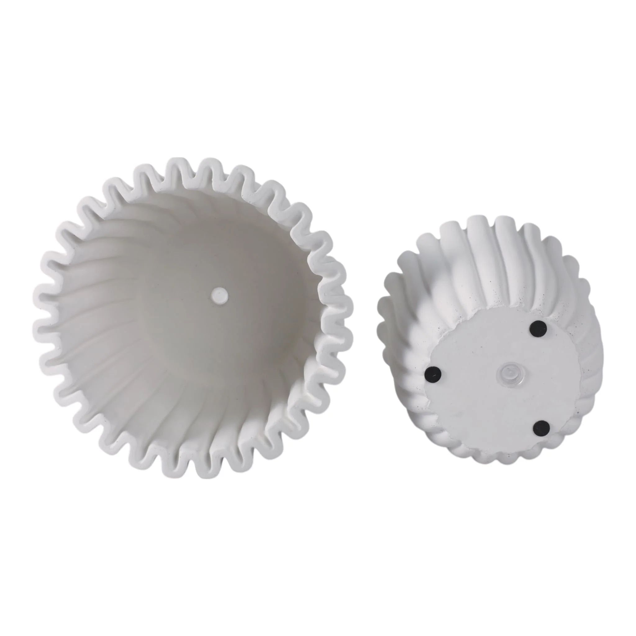 S/2 6/8" Fluted Planters, White - Image 6