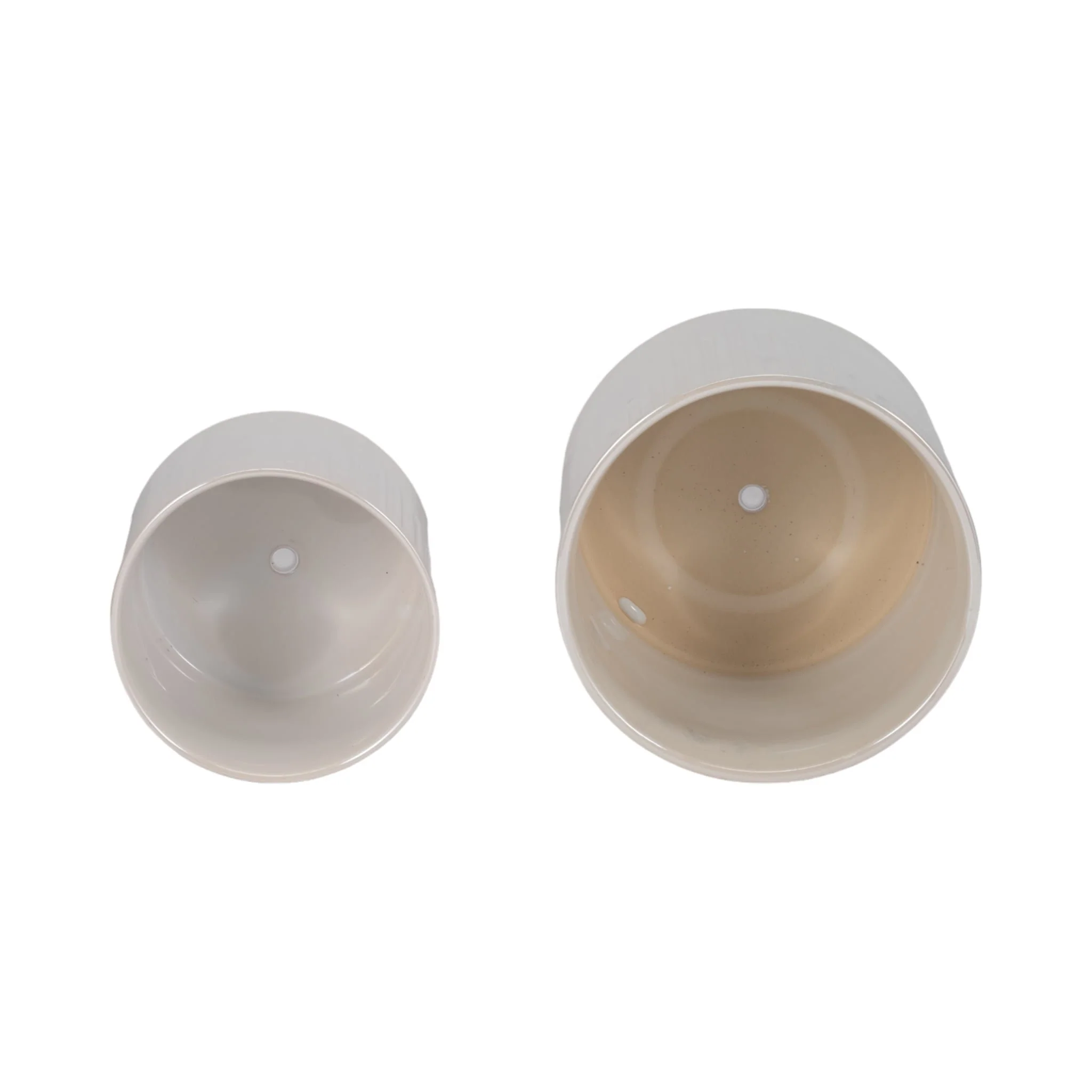 S/2 6/8" Iridescent Line Footed Planters, Ivory - Image 6